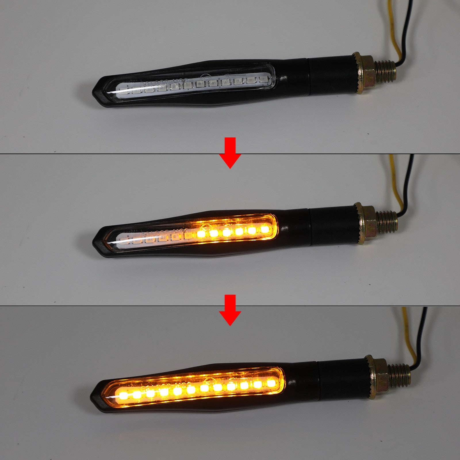 2x M10 Sekvenční tekoucí LED LED indikátory motocyklového směrovacího signálu Světla Lampa Amber