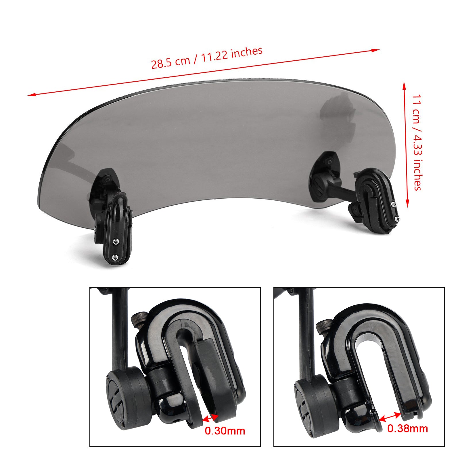 Clip ajustable para motocicleta, alerón de extensión de parabrisas, Deflector de viento gris