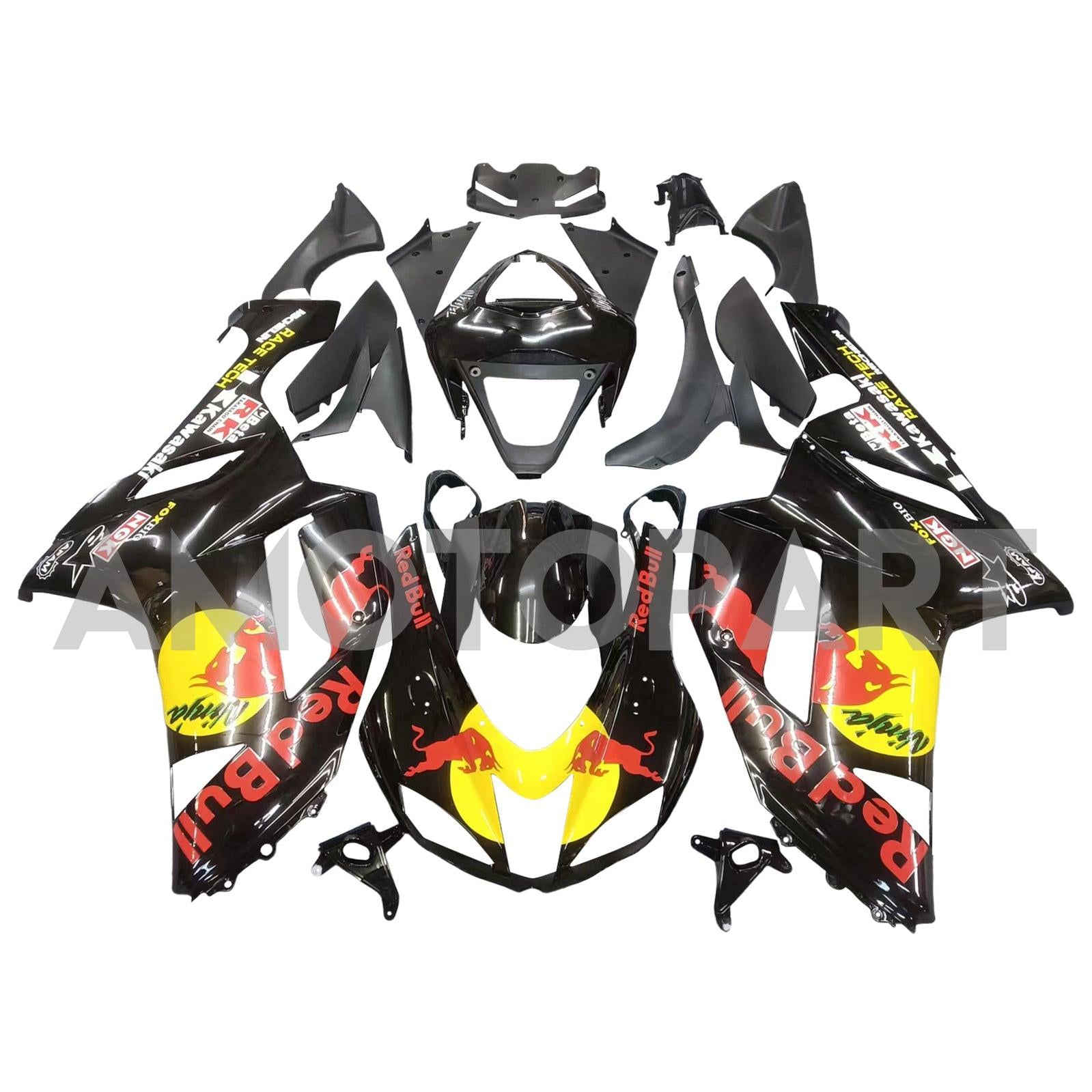 Amotopart 2007-2008 Kawasaki ZX6R 636 Black Fairing Kit
