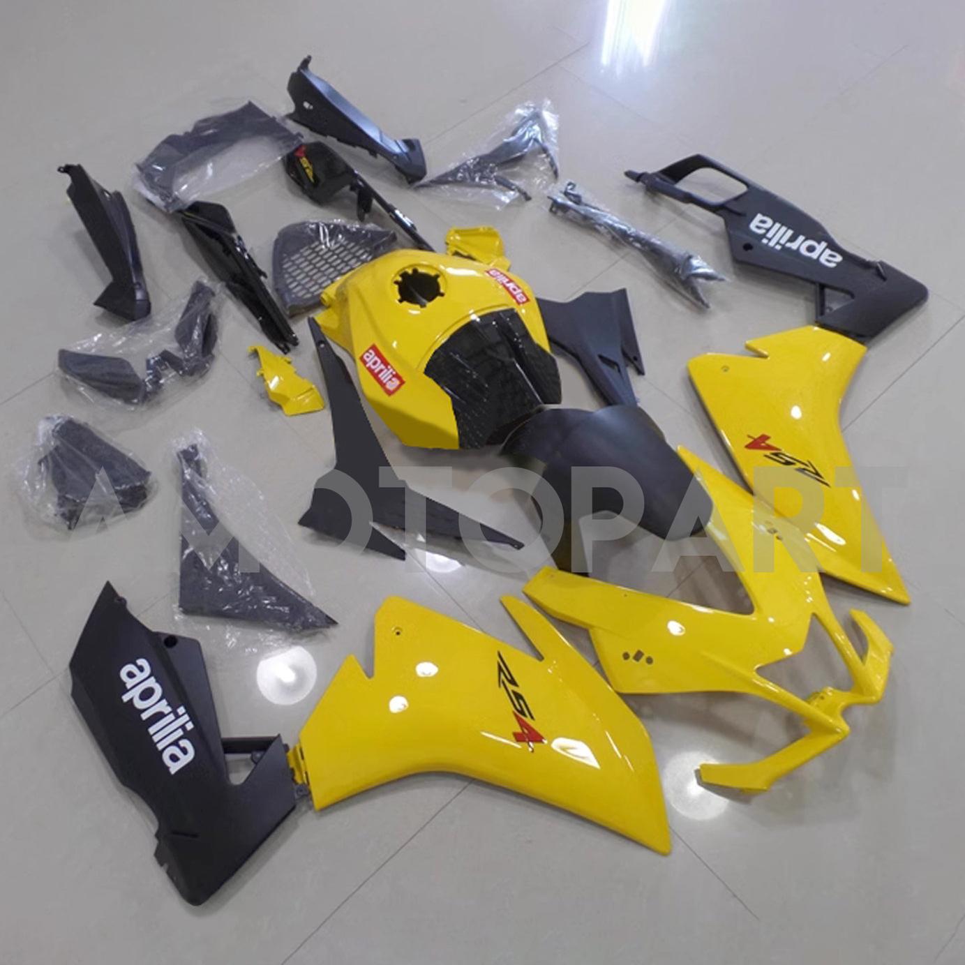 Amotopart 2012-2016 Aprilia RS4 125 50 Black Yellow Fairing Kit