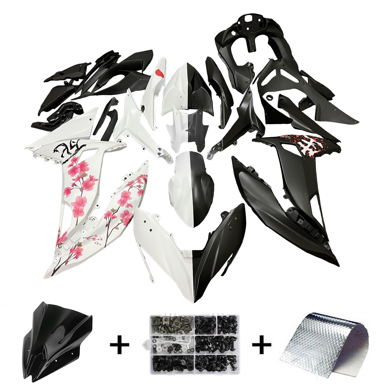 Amotopart 2017-2019 Kawasaki Ninja 650R ER6F Black White Red Fairing Kit