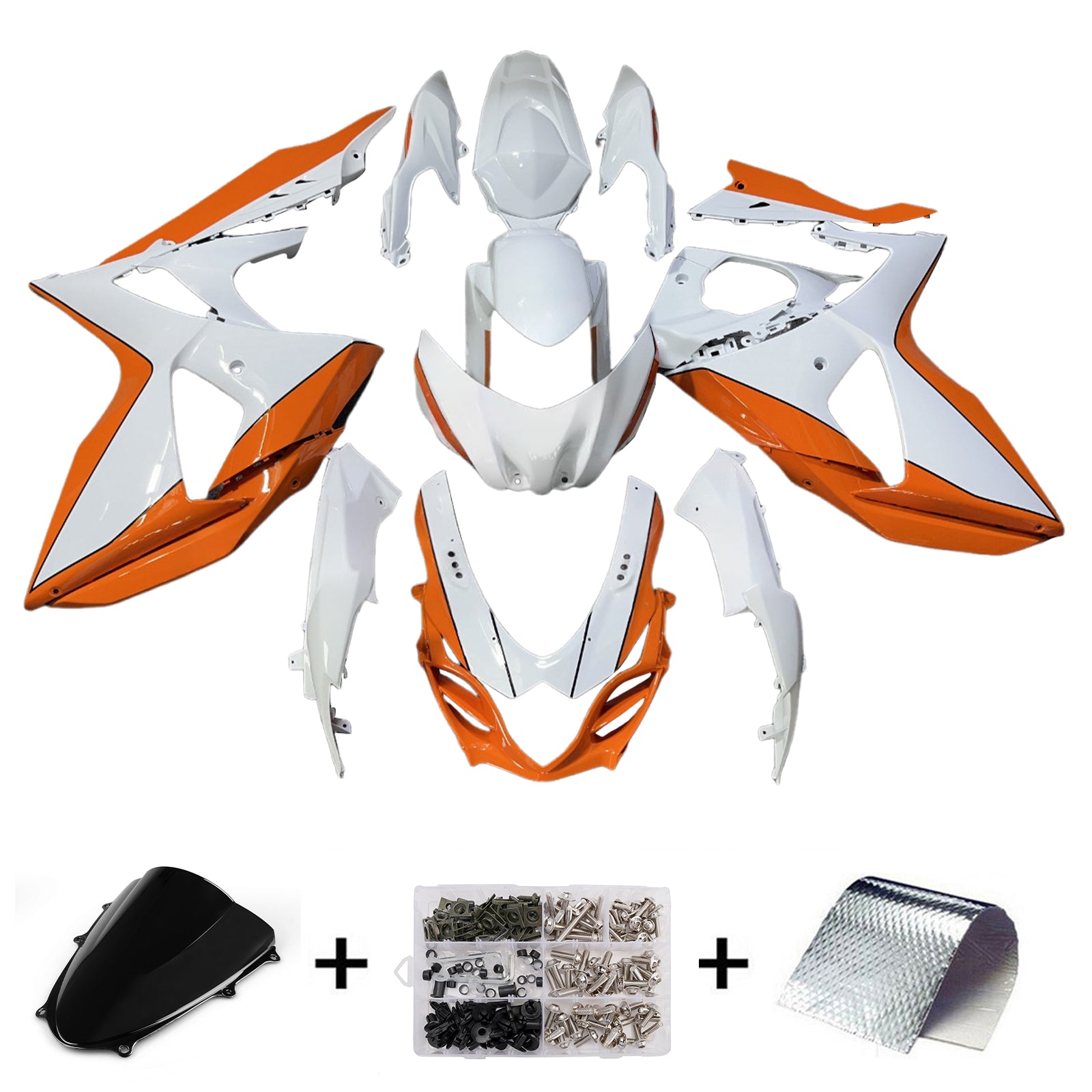 Amotopart 2009-2016 Suzuki GSXR1000 Orange White Fairing Kit