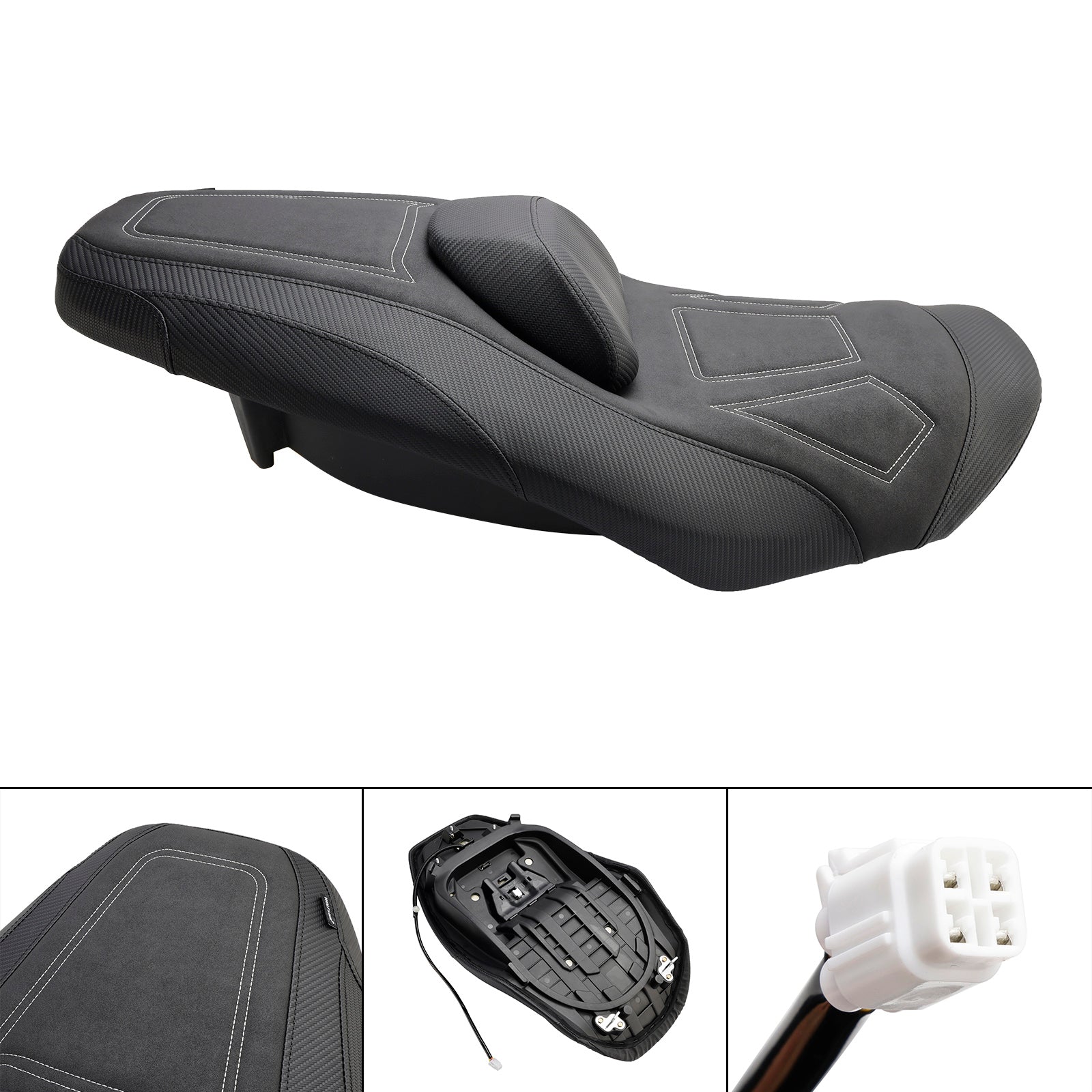 2022-2024 YAMAHA T-MAX VÄRMANDE FRAM BAKTAR PASSENGER SEAT Blue Yellow