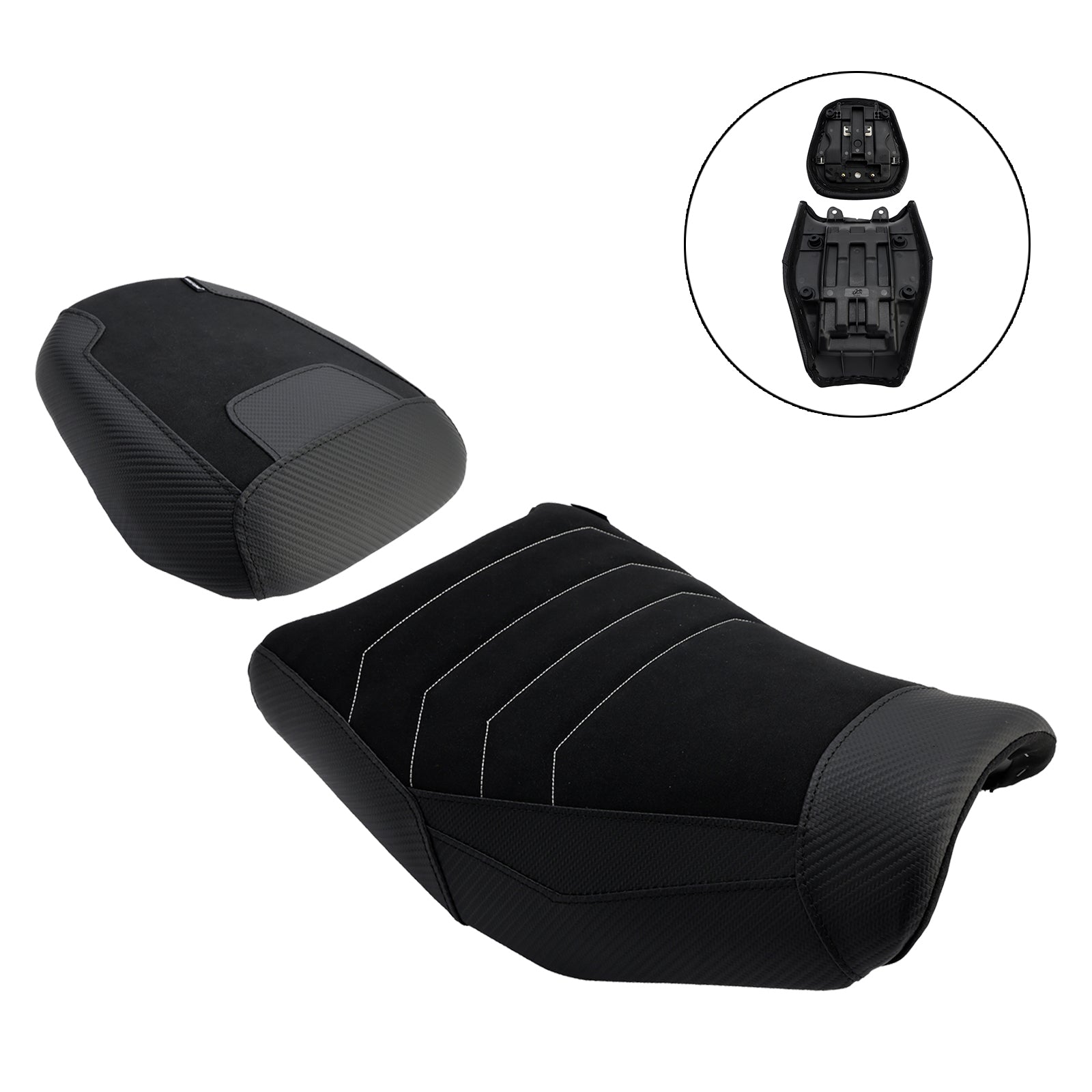 Suzuki V-Strom 250SX Front (Modelljahre 2024–2025)&REar Raider Beifahrer-Kissen-Set Schwarz