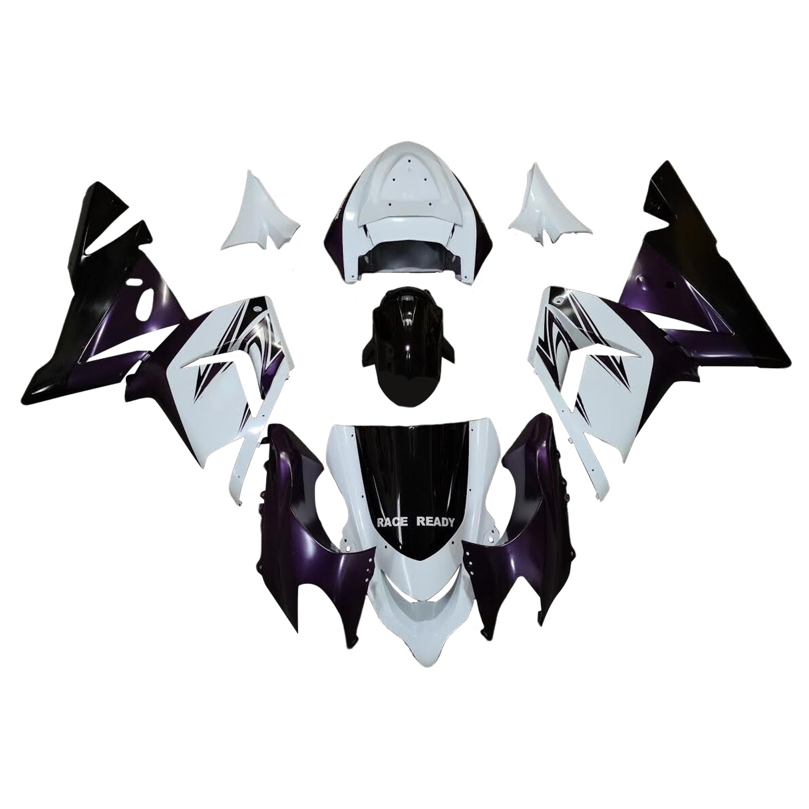 Amotopart 2004-2005 Kawasaki ZX10R White Black Fairing Kit