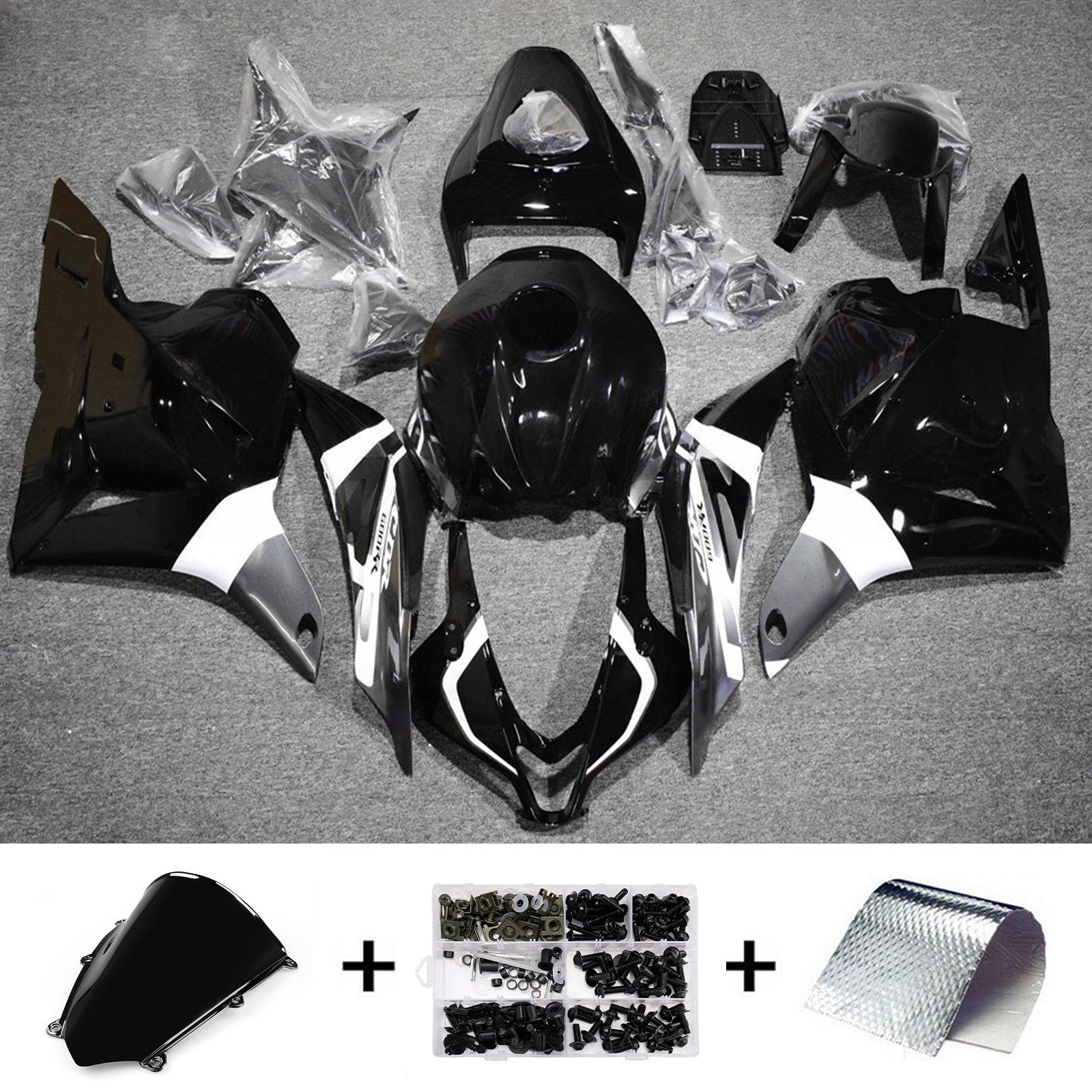 Amotopart 2009-2012 Honda CBR600RR Black&White Fairing Kit