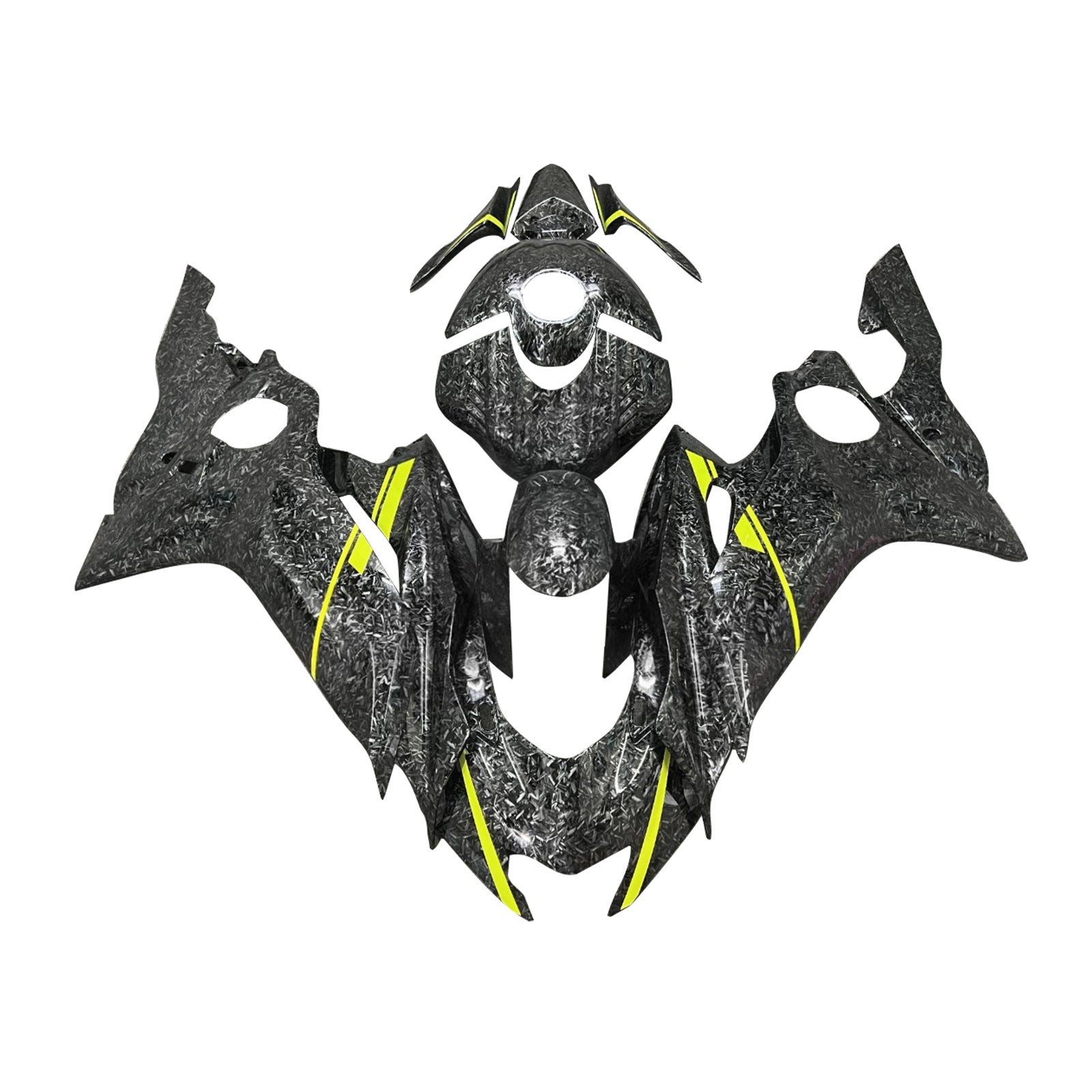 Amotopart 2017-2023 Yamaha YZF-R6 Forged Carbon Fiber Yellow Line Fairing Kit