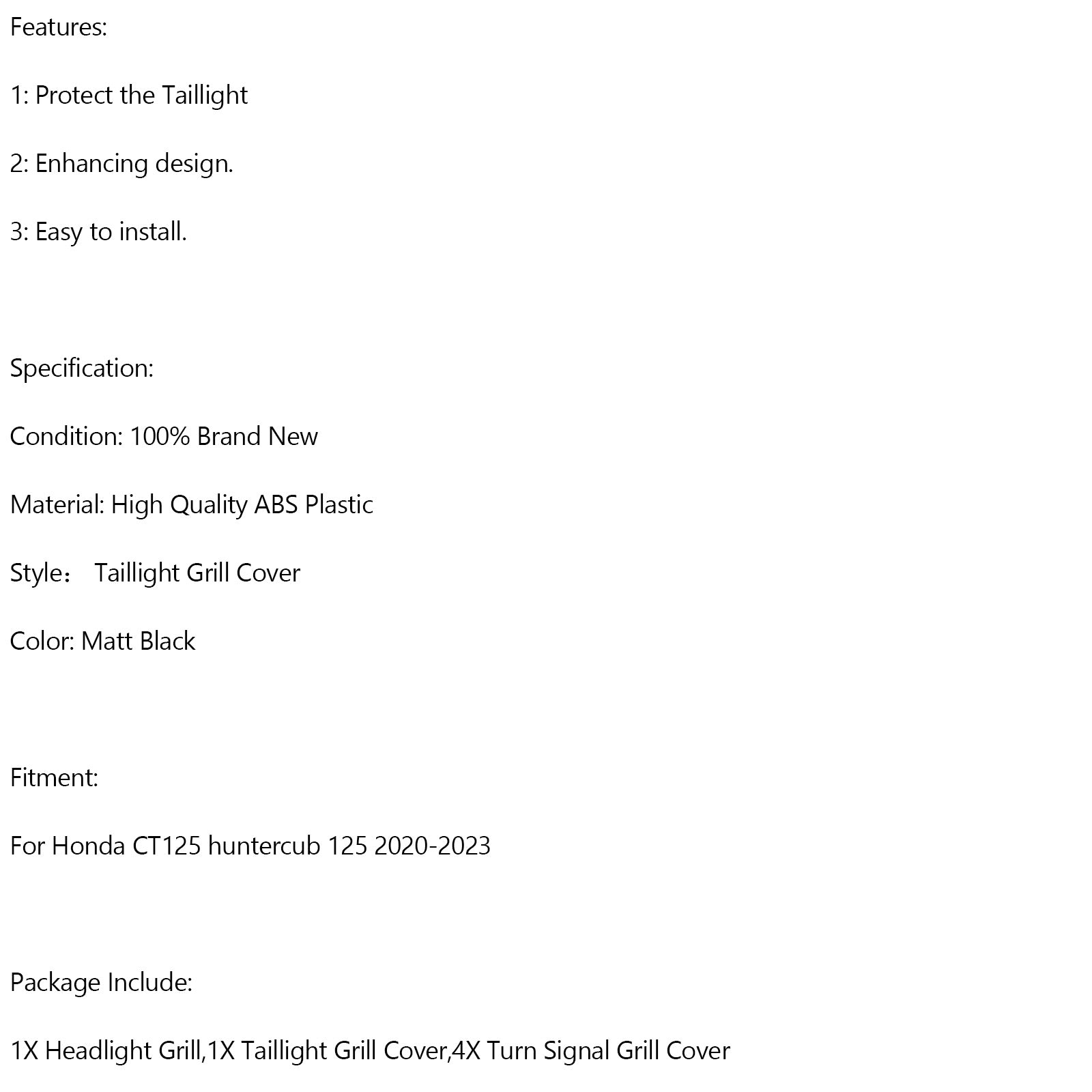 Copertura della protezione degli indicatori di direzione del fanale posteriore per Honda CT125 Hunter Cub 125 20-23