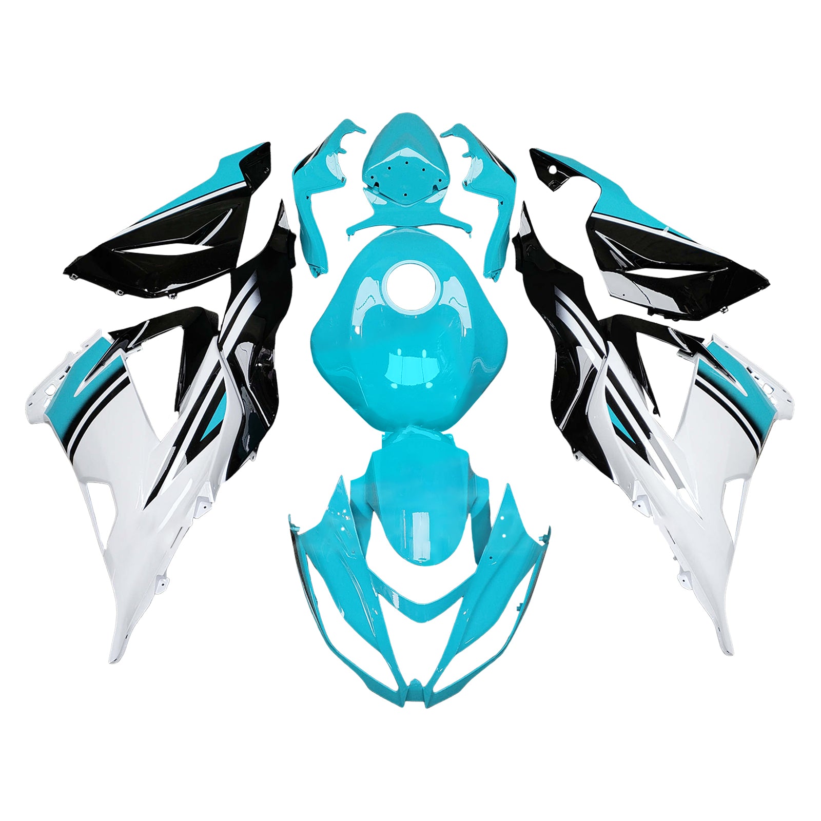 Amotopart 2013-2018 Kawasaki ZX6R 636 Black Blue White Fairing Kit