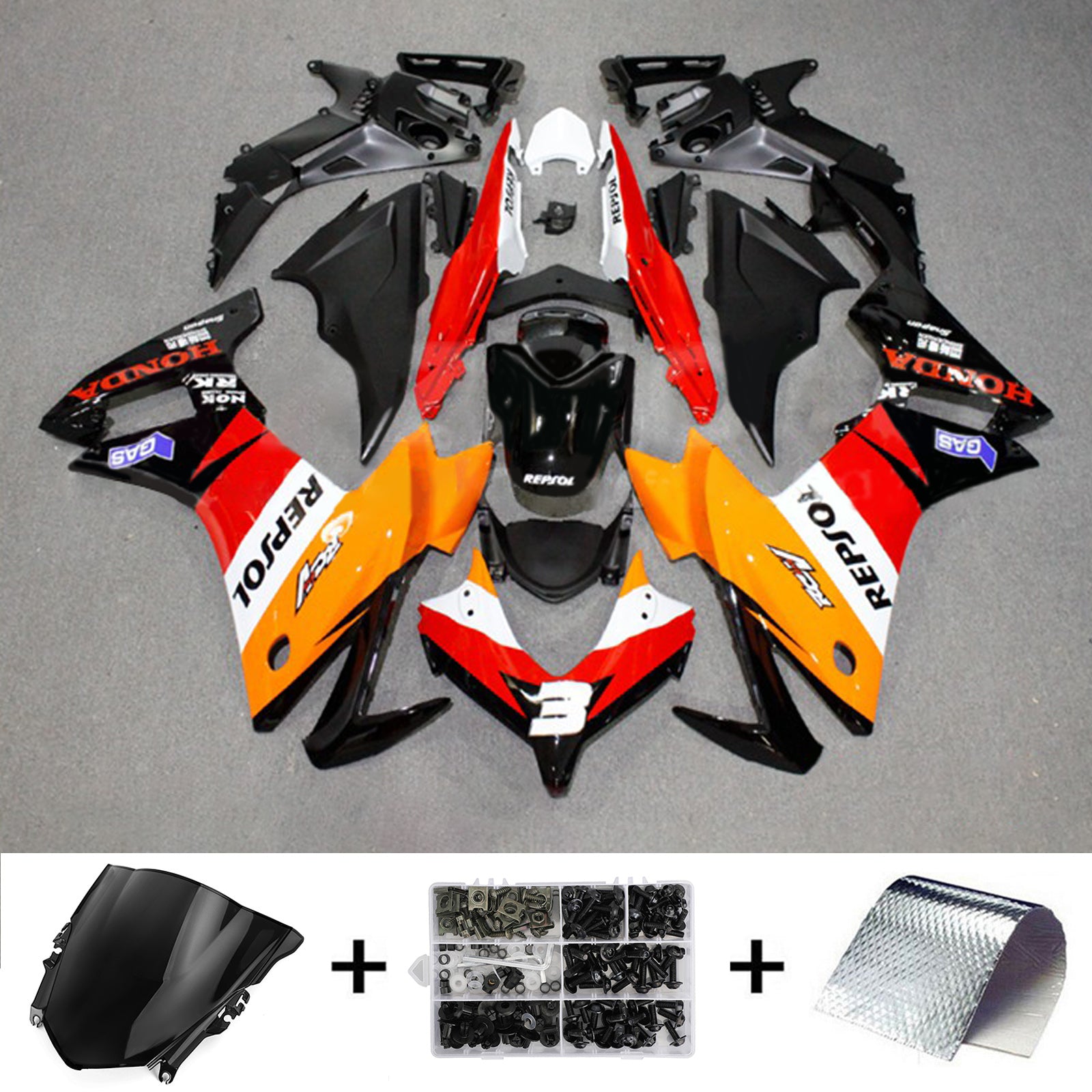 Amotopart 2013-2015 CBR500R Honda Red & Orange Repjol Zestaw Fairing