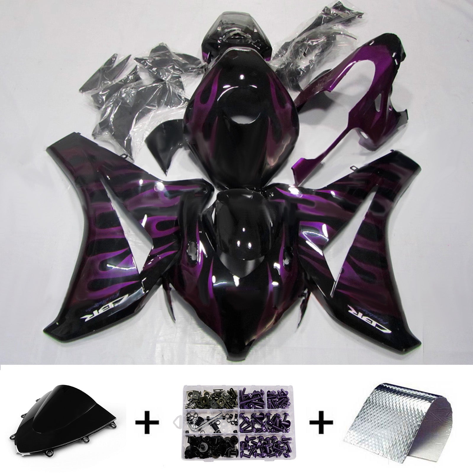 Amotopart 2008-2011 Honda CBR1000RR Sort/lilla Fairing Kit