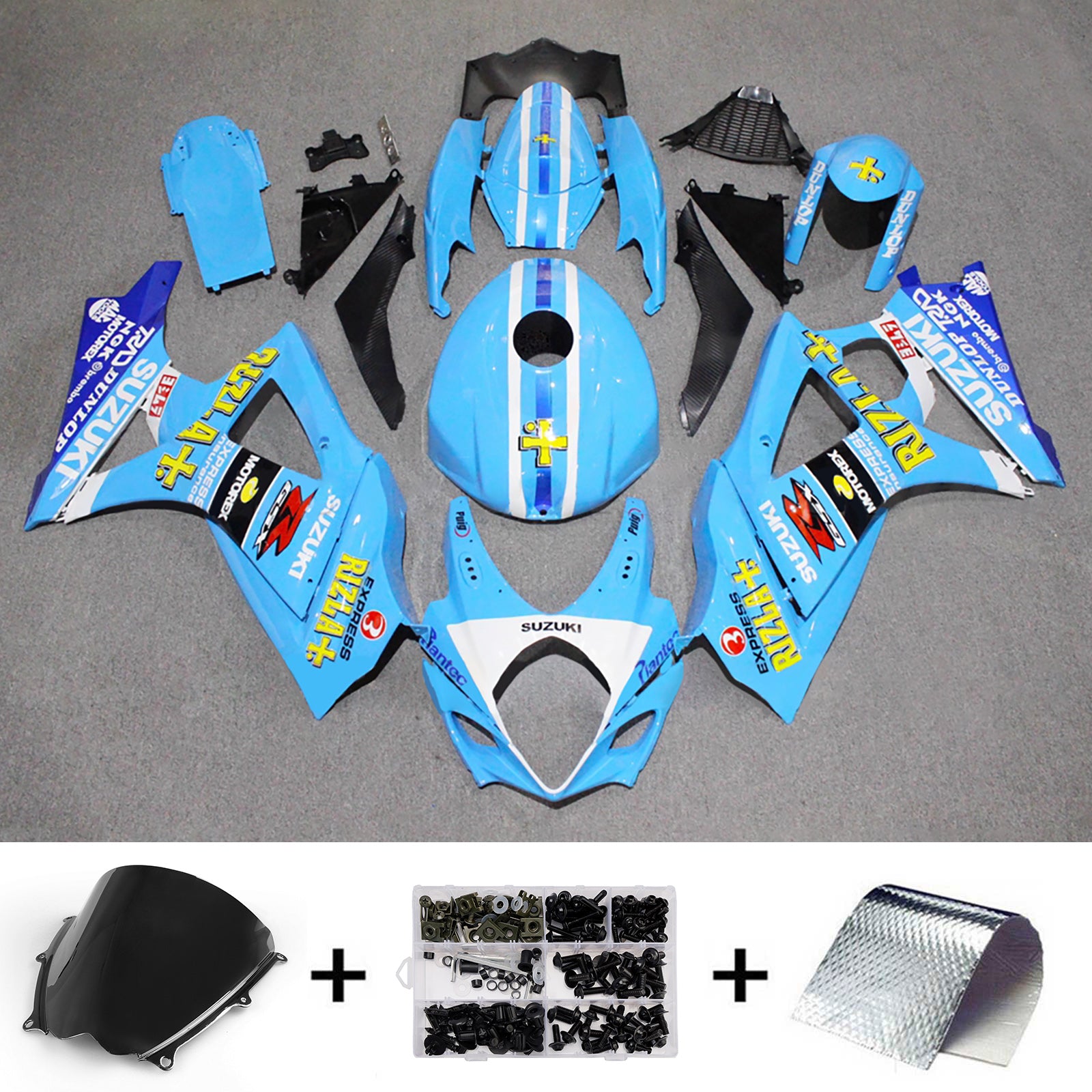 Amotopart 2007-2008 Suzuki GSXR1000 Blue Fairing Kit