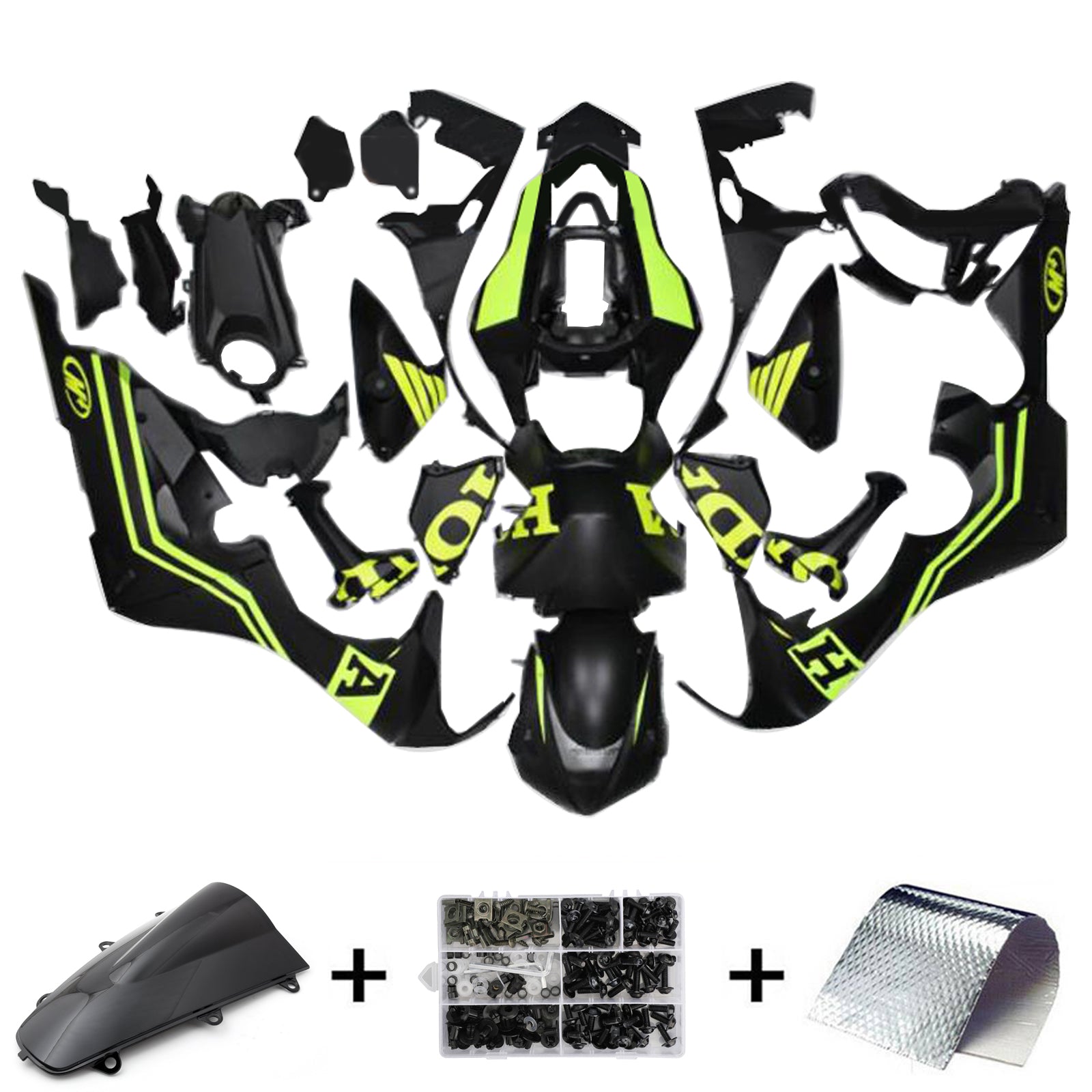 Amotopart 2017-2025 CBR1000RR Honda Black&Neon Yellow Fairing Kit