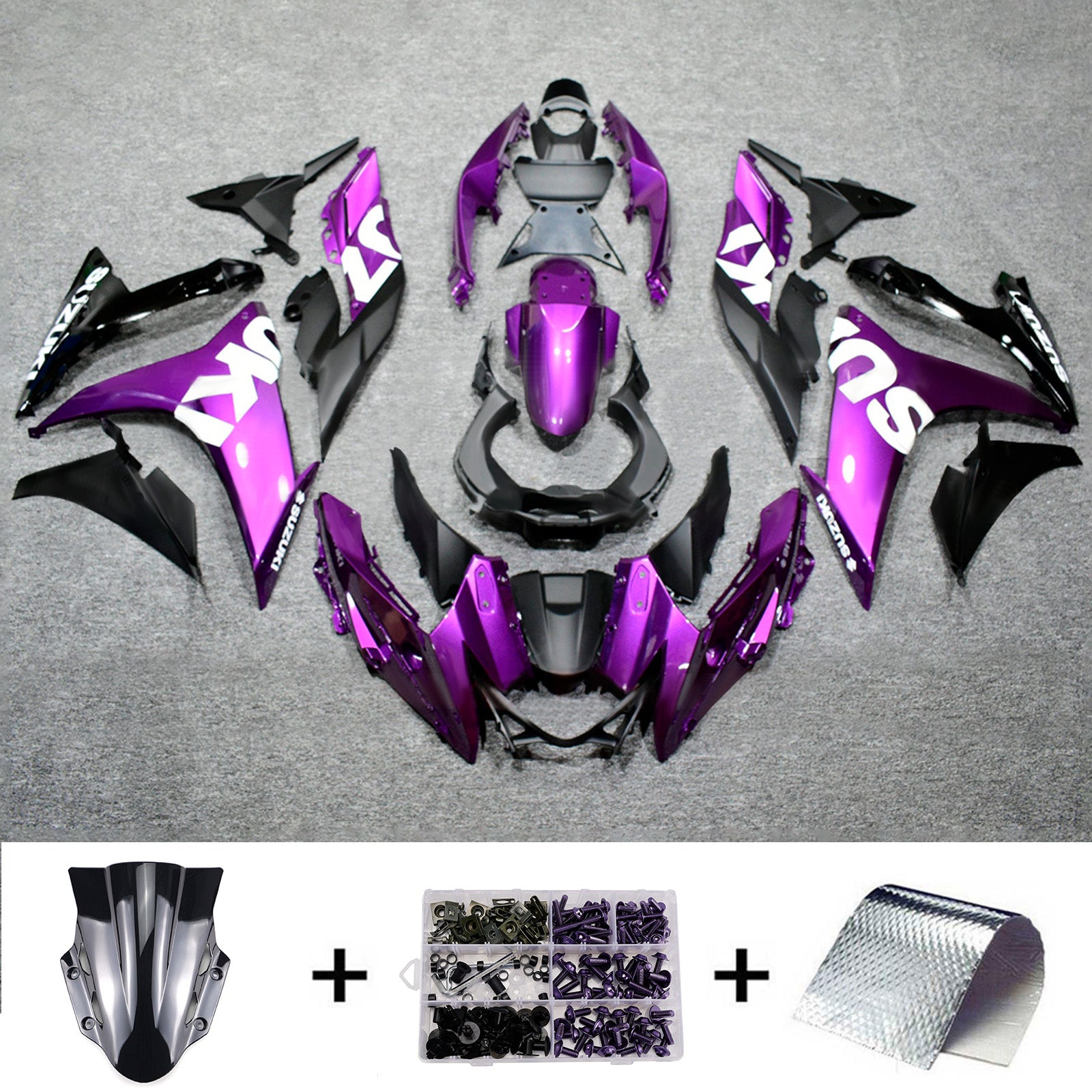 Amotopart 2017-2020 Suzuki GSX250R Purple Black White Fairing Kit