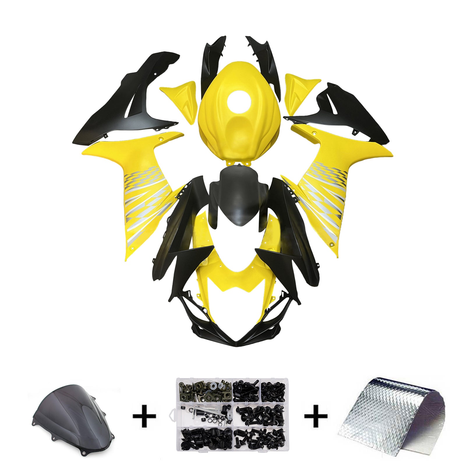 Amotopart 2011-2025 Suzuki GSXR 600/750 Yellow Black Fairing Kit
