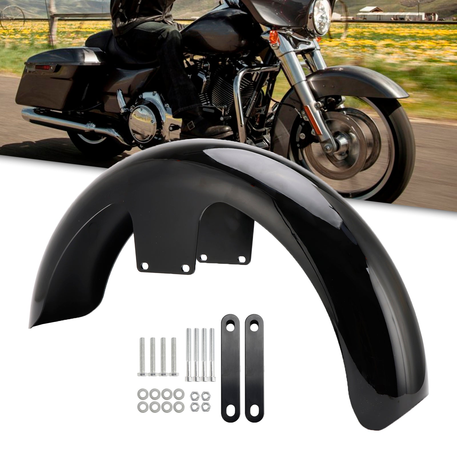 Touring Electra Street Road Glide Bag gers FLHT FLHR19" Wrap Front Fender ABS