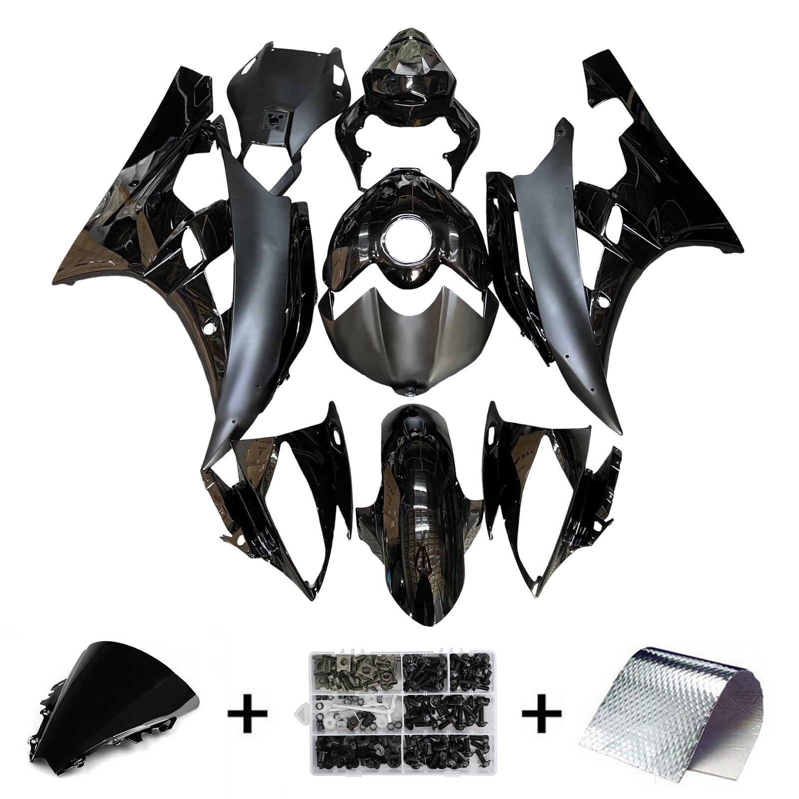 Amotopart 2006-2007 Yamaha YZF-R6 Black Fairing Kit