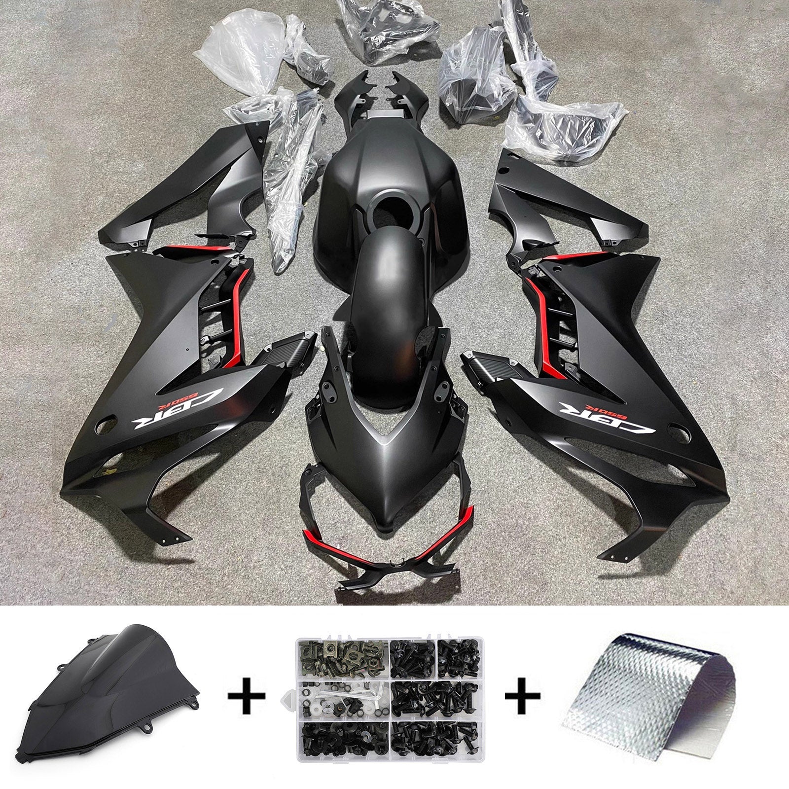 Amotopart 2024-2026 Honda CBR650R Black Red Fairing Kit