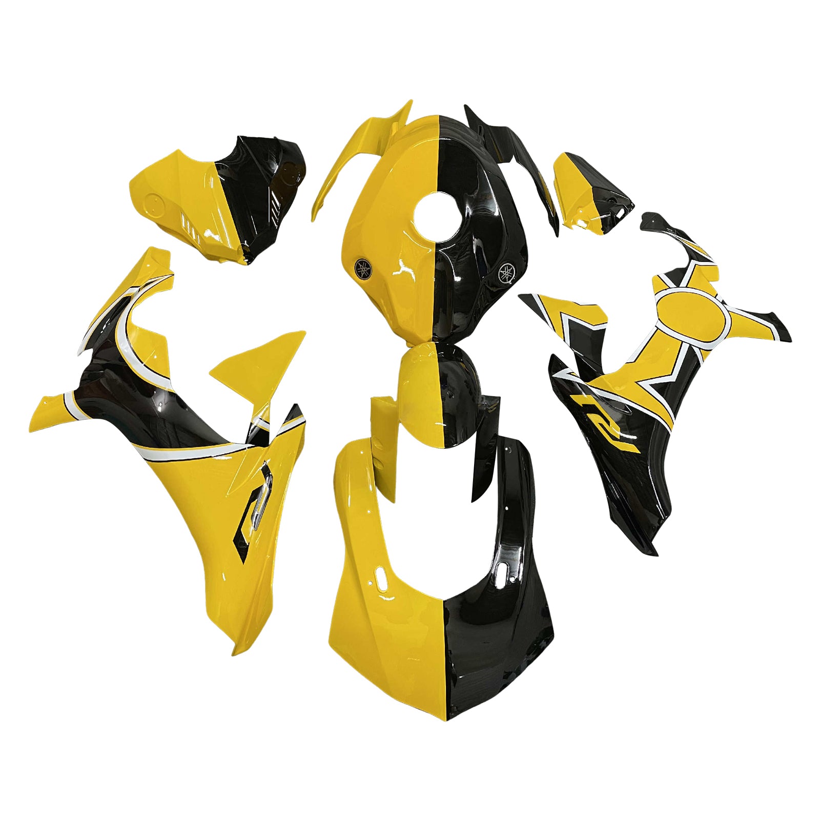 Amotopart 2015-2019 Yamaha YZF-R1 Yellow & Black Fairing Kit