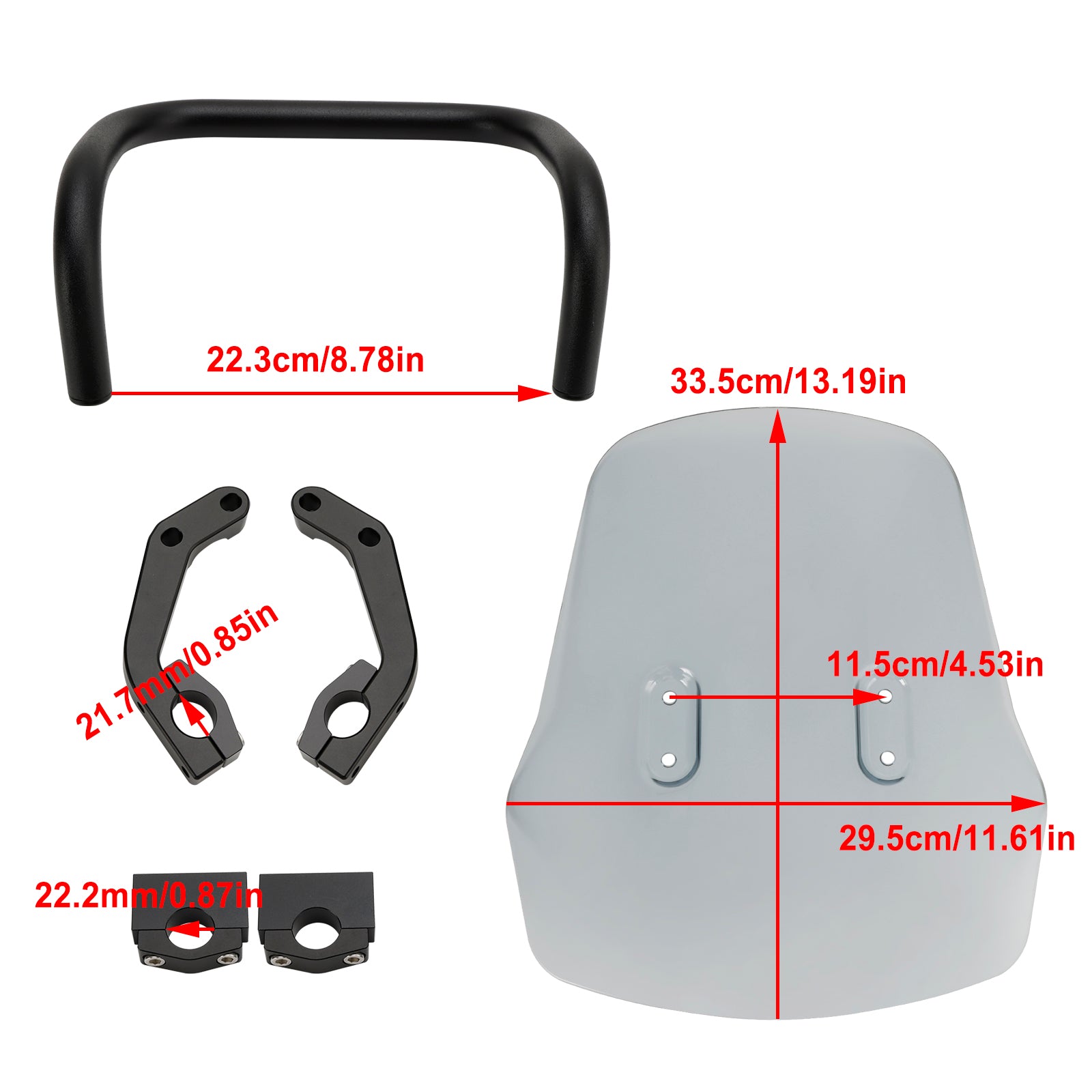 Windshield WindScreen + Bracket fit for HONDA CRF250L/S CRF250M CRF300L Monkey 125 MSX125 21-24