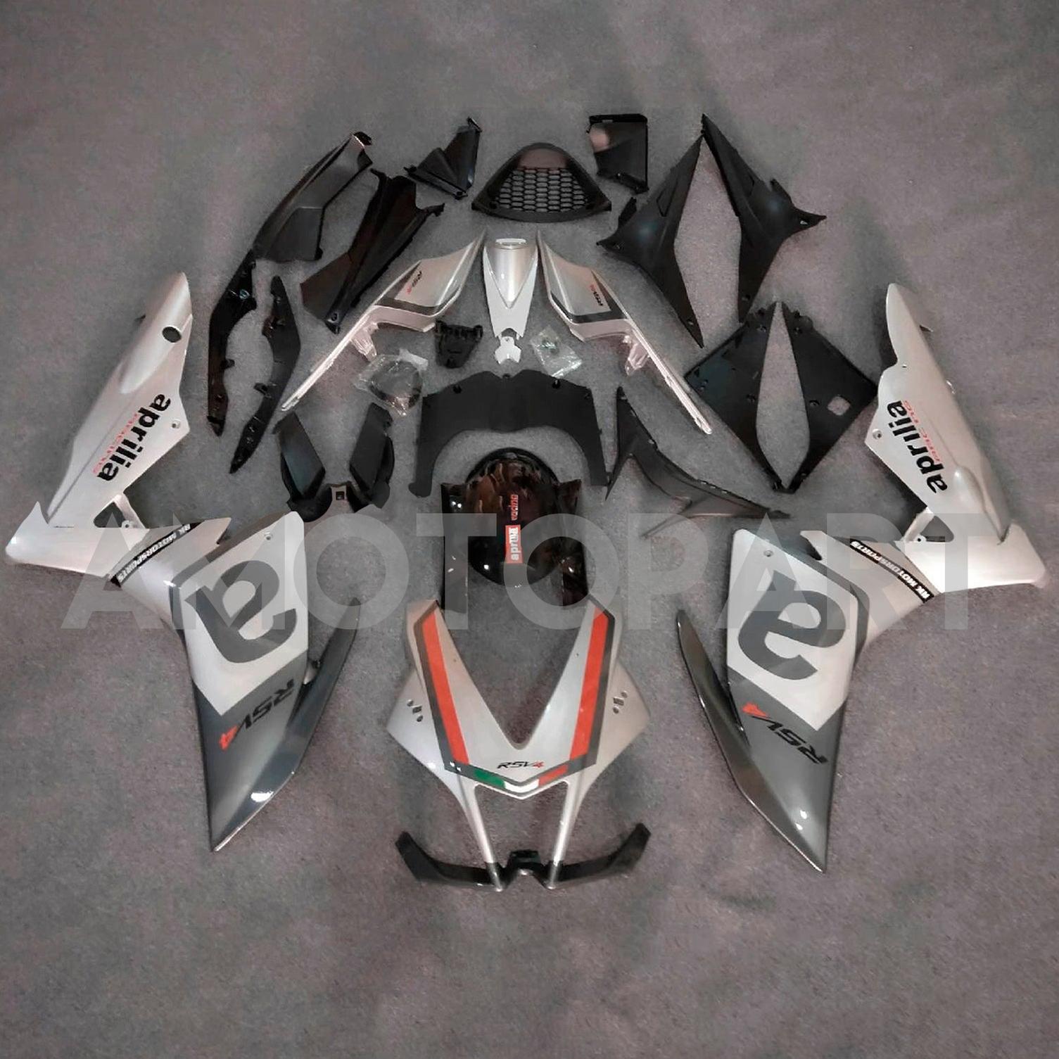 AMOTOPT 2009-2015 Aprilia RSV4 1000 Kit de carenagem de prata cinza