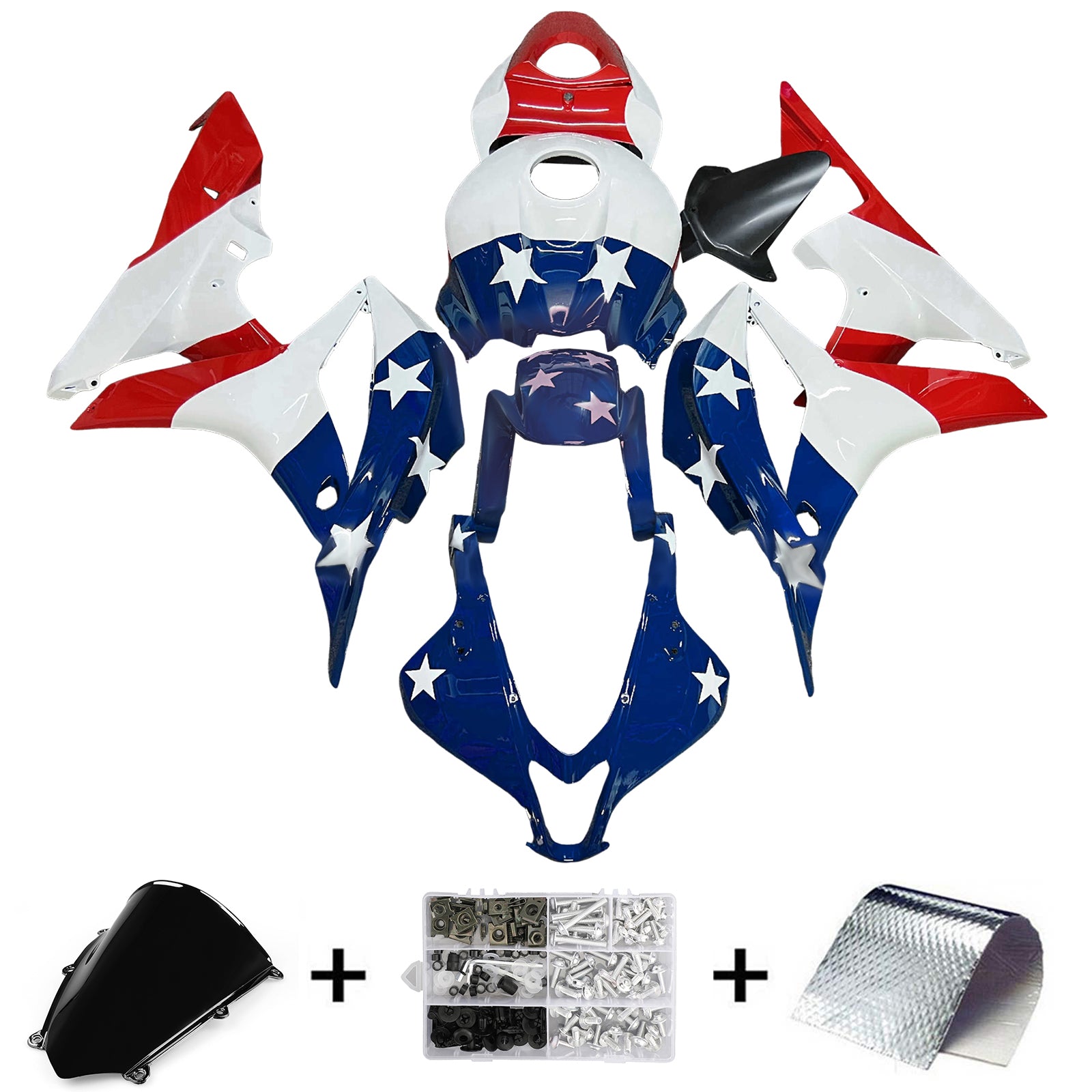 Amotopart 2007-2008 Honda CBR600RR Kit de carénage rouge blanc rouge bleu