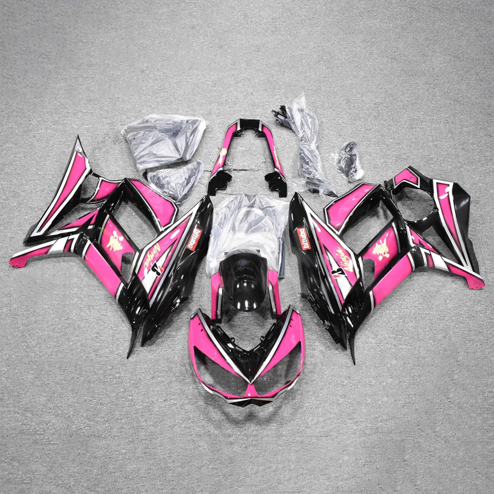 Amotopart 2010-2015 Kawasaki Z1000SX Black Pink Fairing Kit