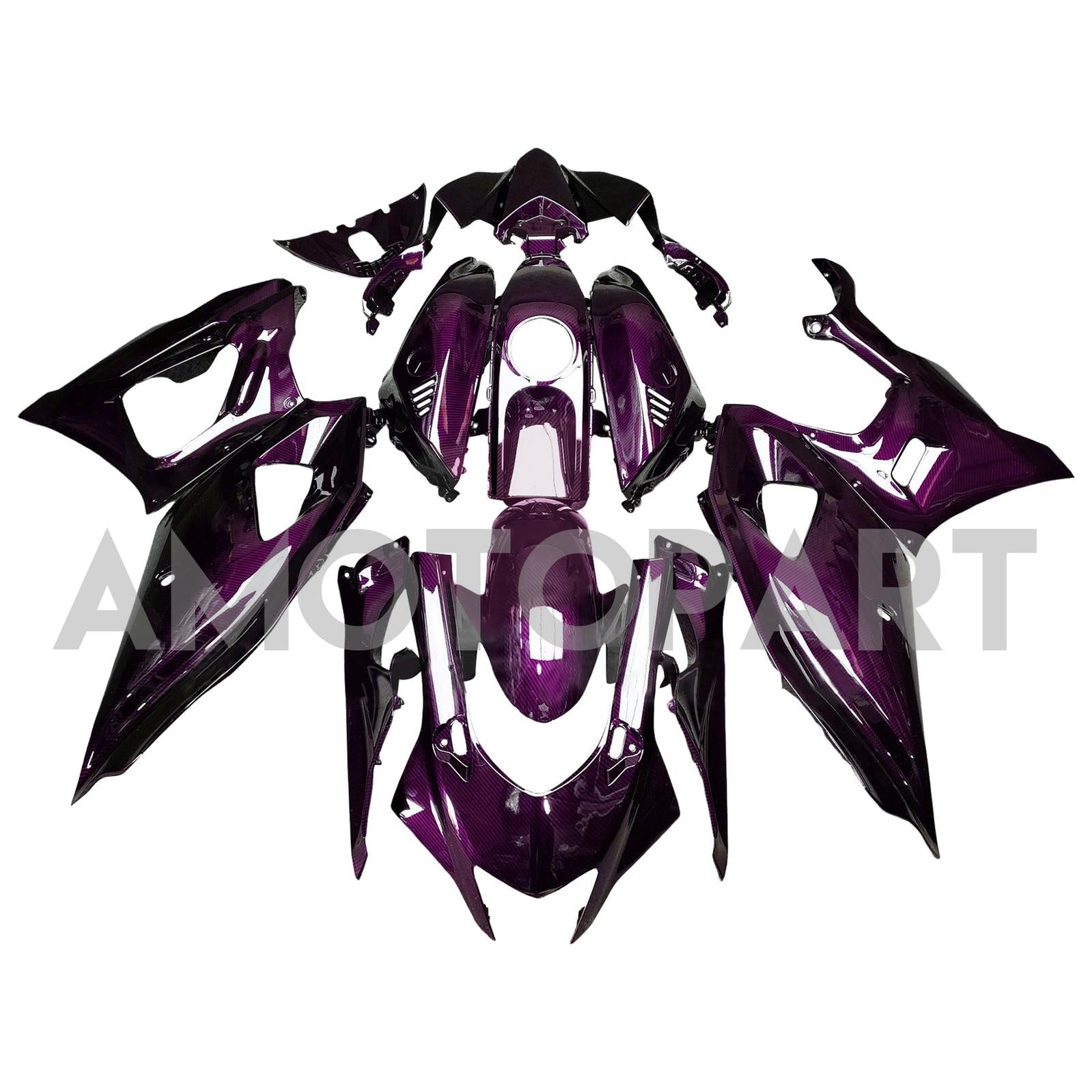 Amotopart 2021-2025 Yamaha YZF-R7 Mid Night Purple Carbon Fiber Pattern Fairing Kit