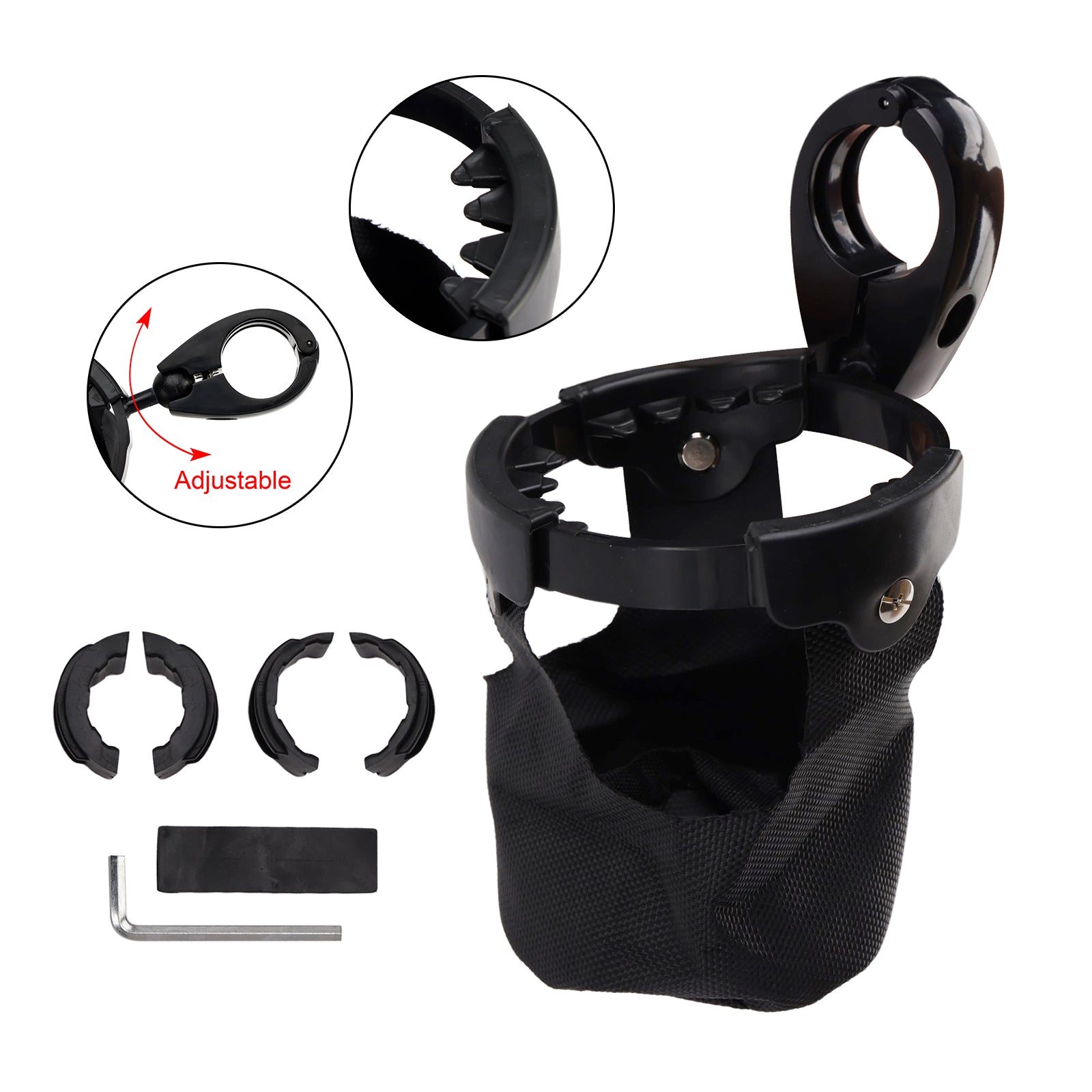 Utv Universal Polaris Ranger Cup Bracket Holder Bottle Cargo Carrier Black