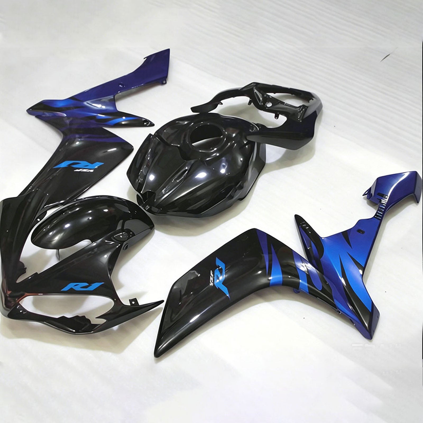 Amotopart 2007-2008 Yamaha YZF 1000 R1 Black/Blue Fairing Kit
