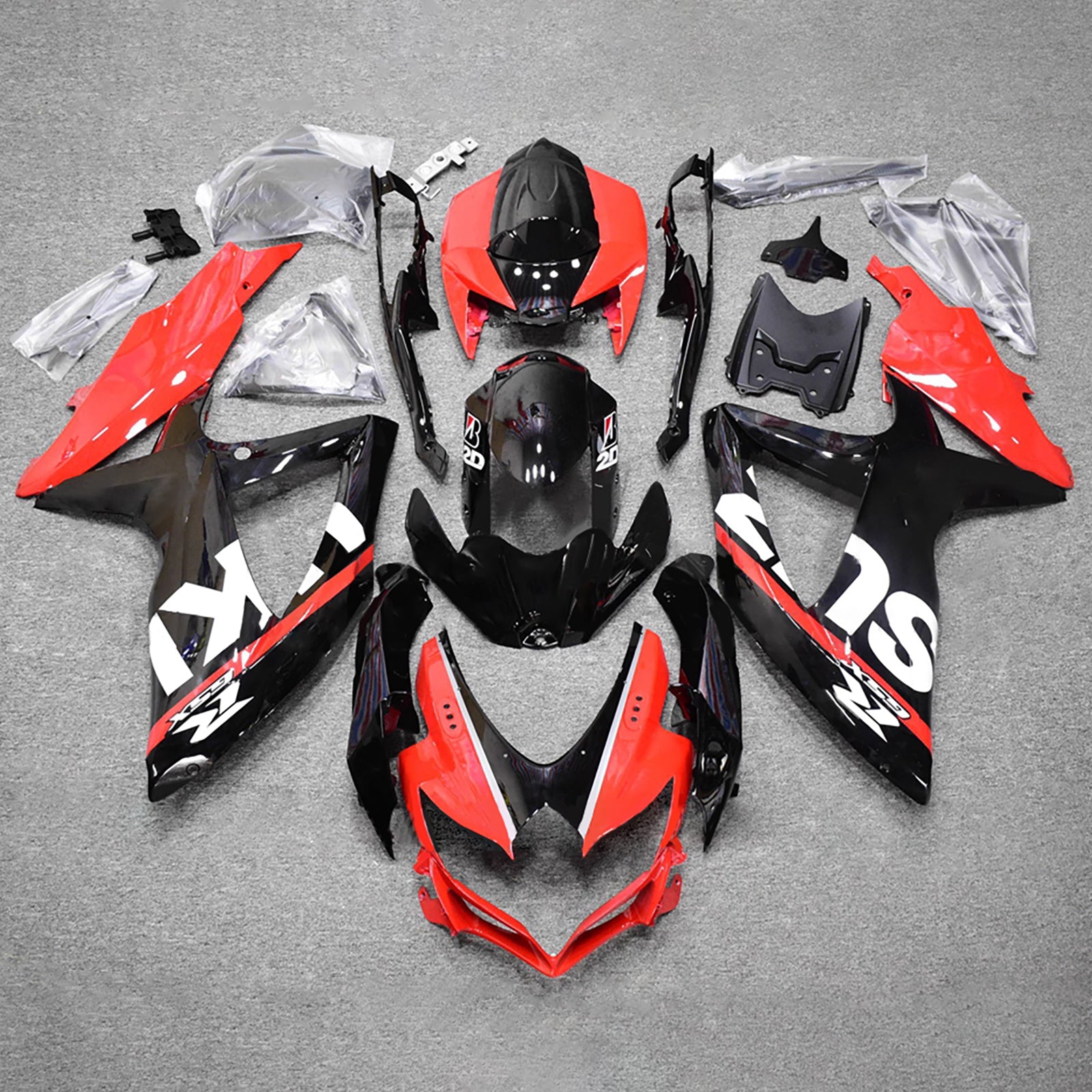 Amotopart 2008-2010 Suzuki GSXR 600/750 Red Black White Fairing Kit
