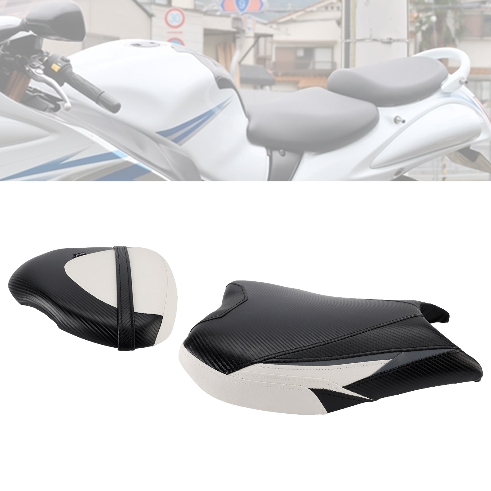 2022-2024 Suzuki Gsx1300R Front&Rear Raider Passenger Cushion Kit White