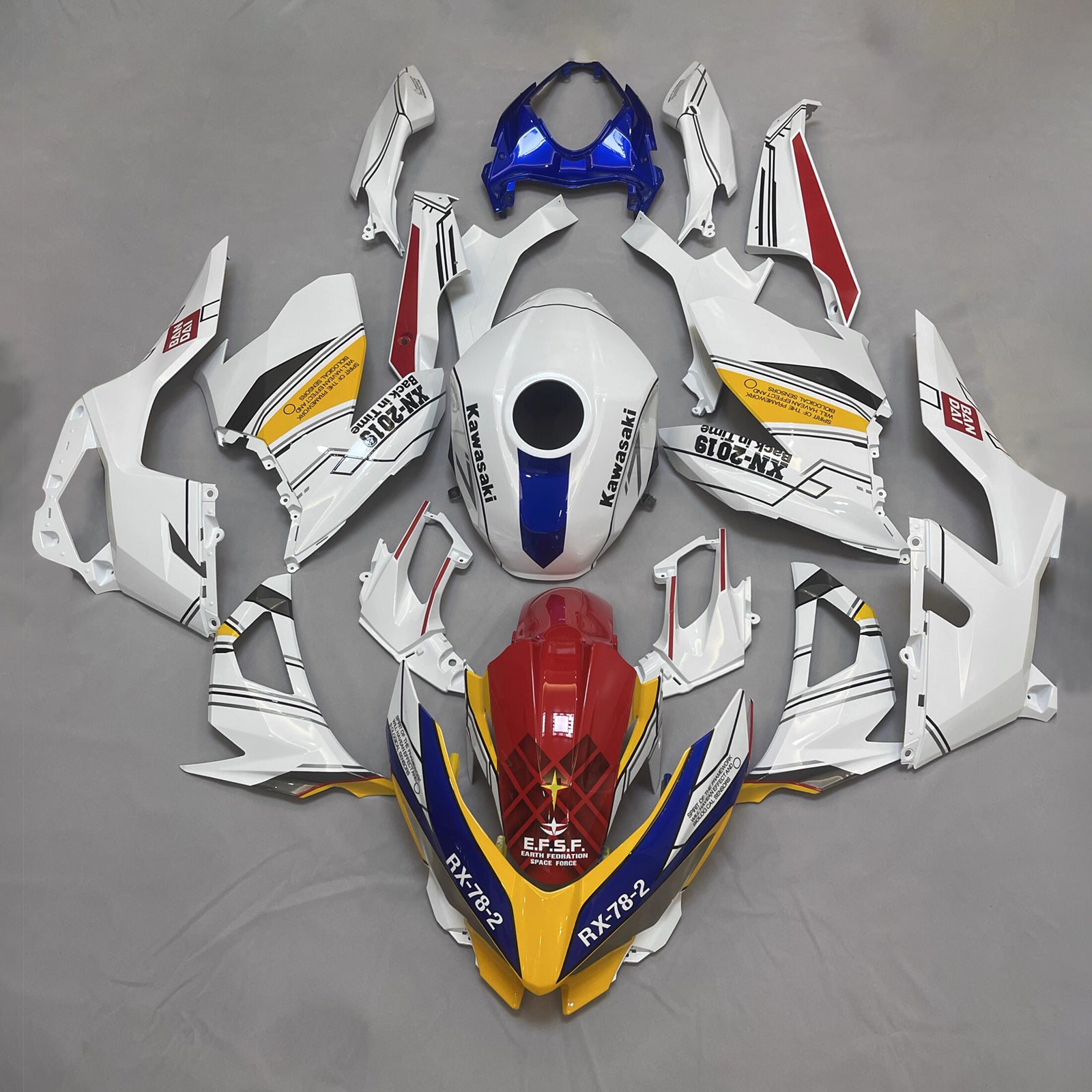 Amotopart 2018-2024 Kawasaki EX400/Ninja400 White Blue Red Yellow Fairing Kit
