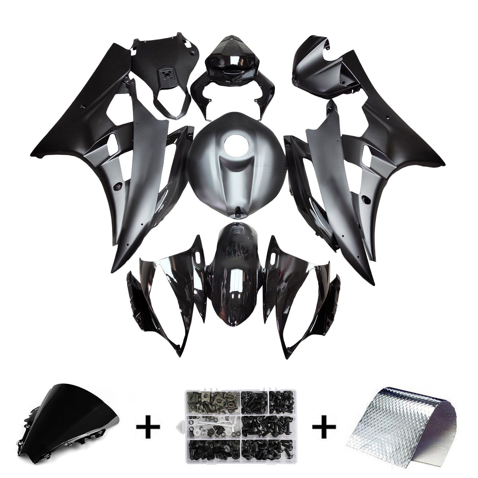 Amotopart 2006-2007 Yamaha YZF-R6 Matte Black Fairing Kit