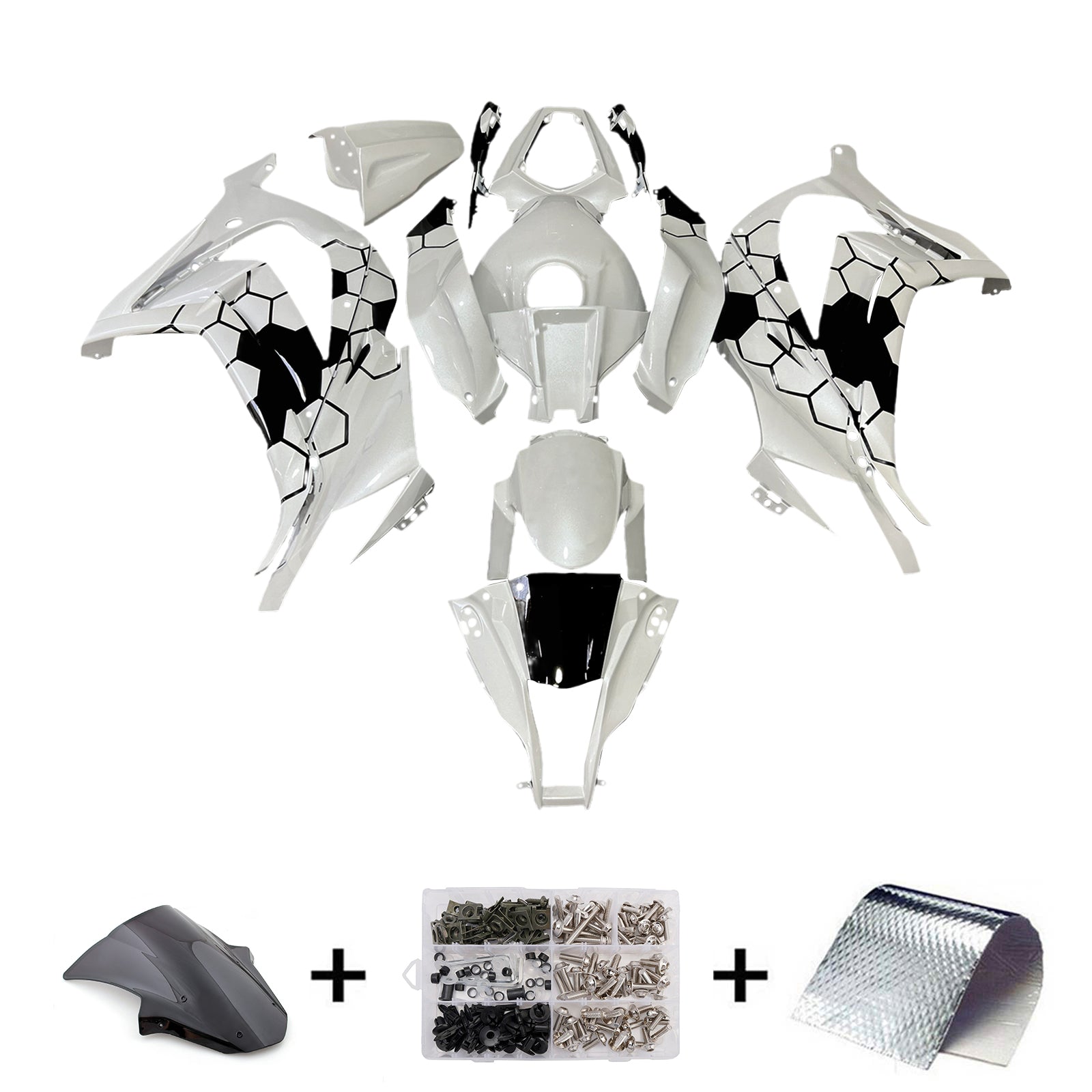 Amotopart 2011-2015 Kawasaki ZX10R Black White Fairing Kit