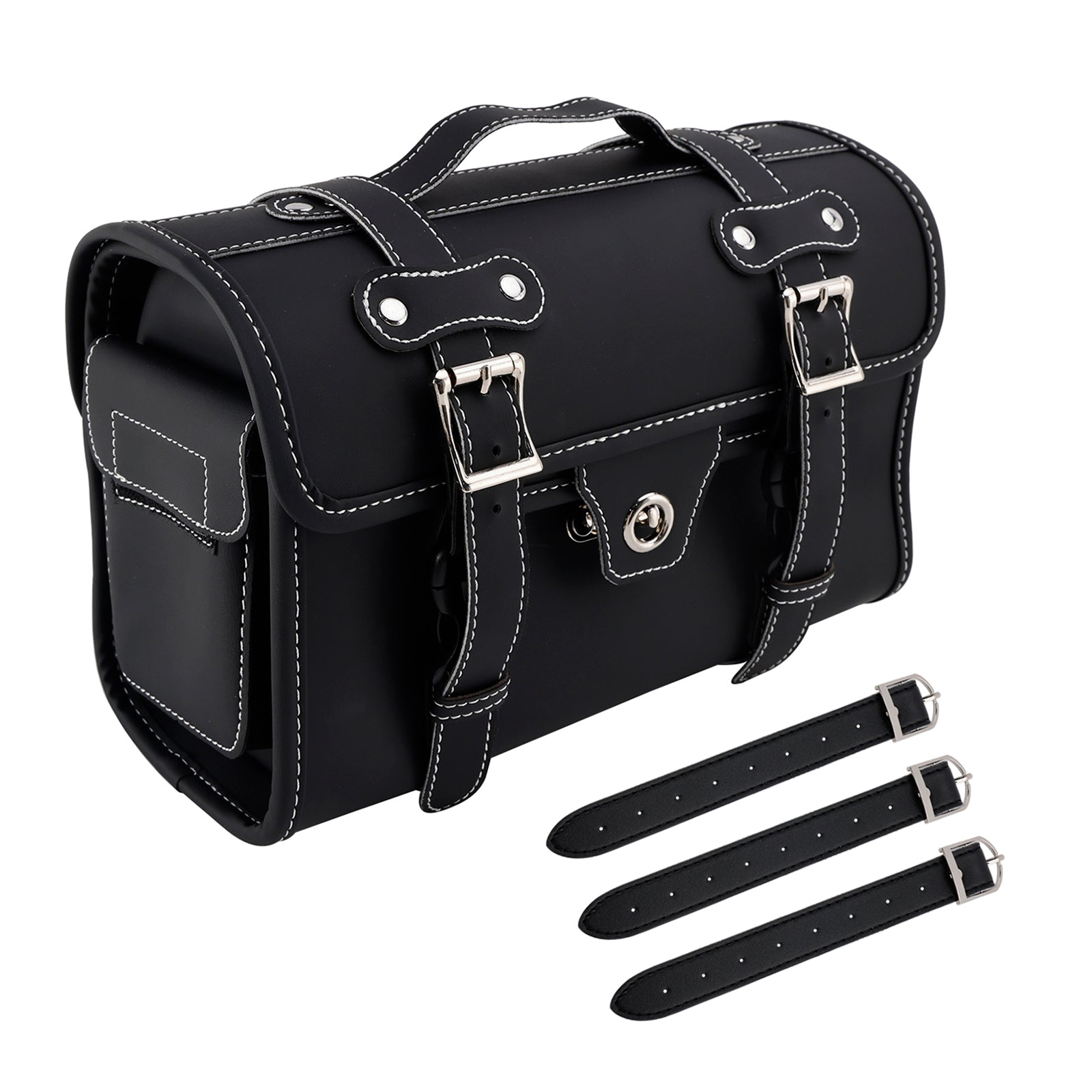 Motorbike Black Tail Bag Pu Side Saddlebag Pannier Luggage Pouch Storage