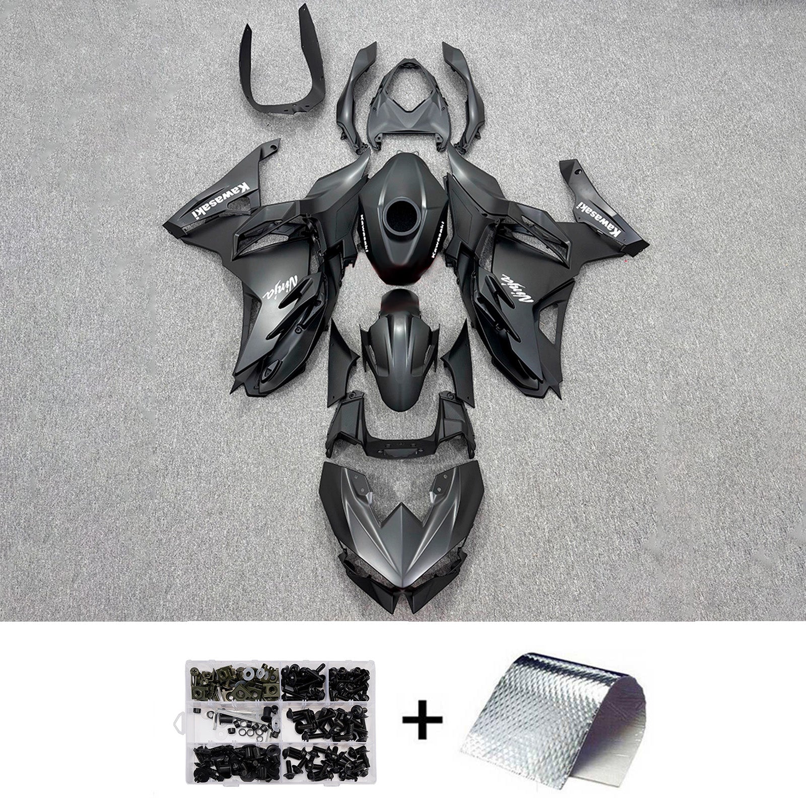 Amotopart 2024-2025 Kawasaki Ninja 500 Black Fairing Kit