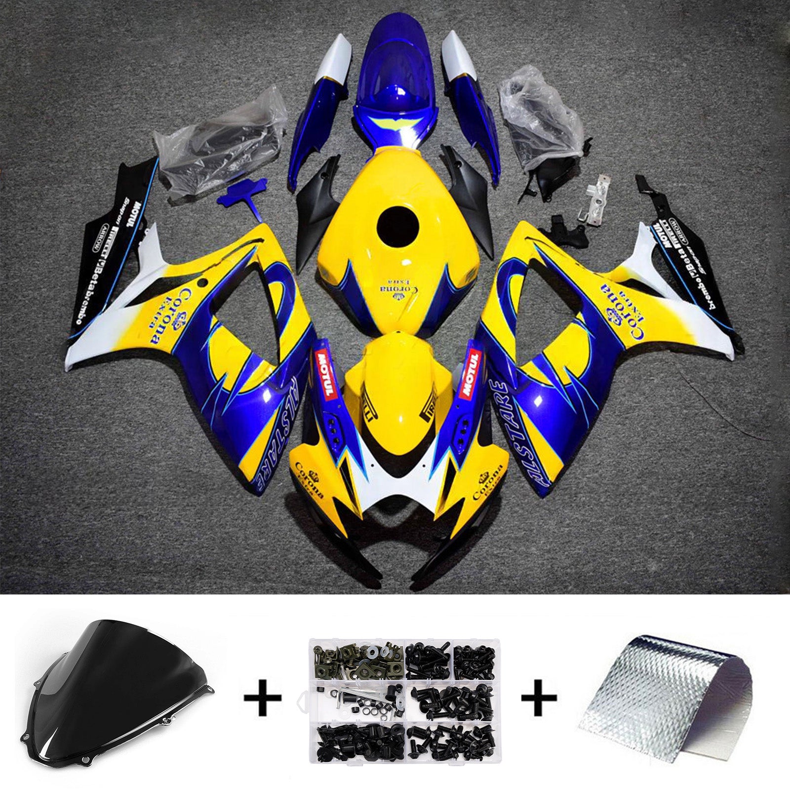 Amotopart 2006-2007 Suzuki GSXR 600/750 Blue Yellow White Black Fairing Kit