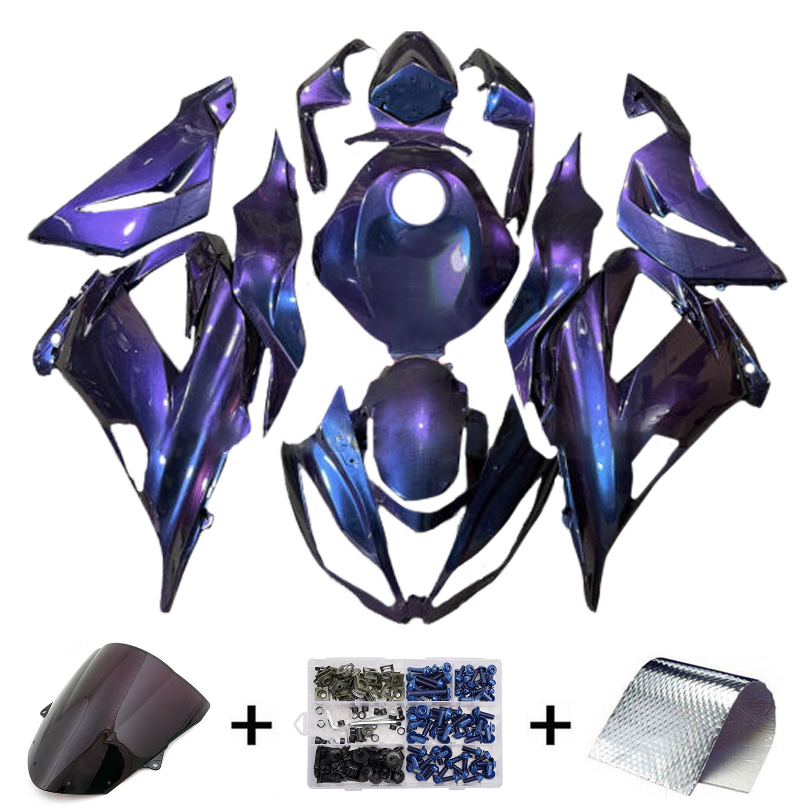 Amotopart 2013-2018 Kawasaki ZX6R 636 Gradient Blue Purple Fairing Kit