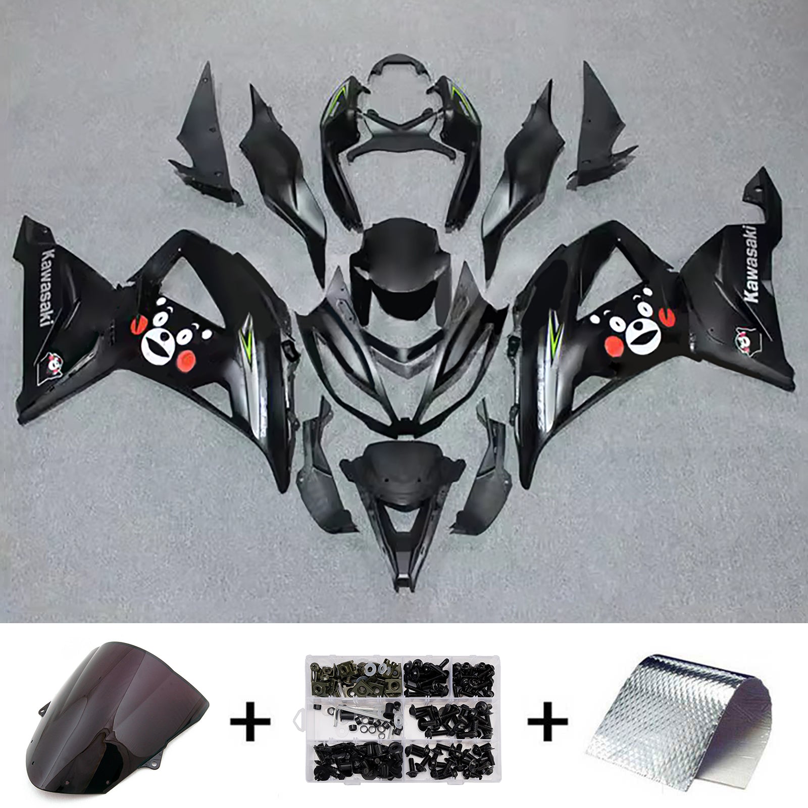Amotopart 2013-2018 Kawasaki ZX6R 636 Black Fairing Kit