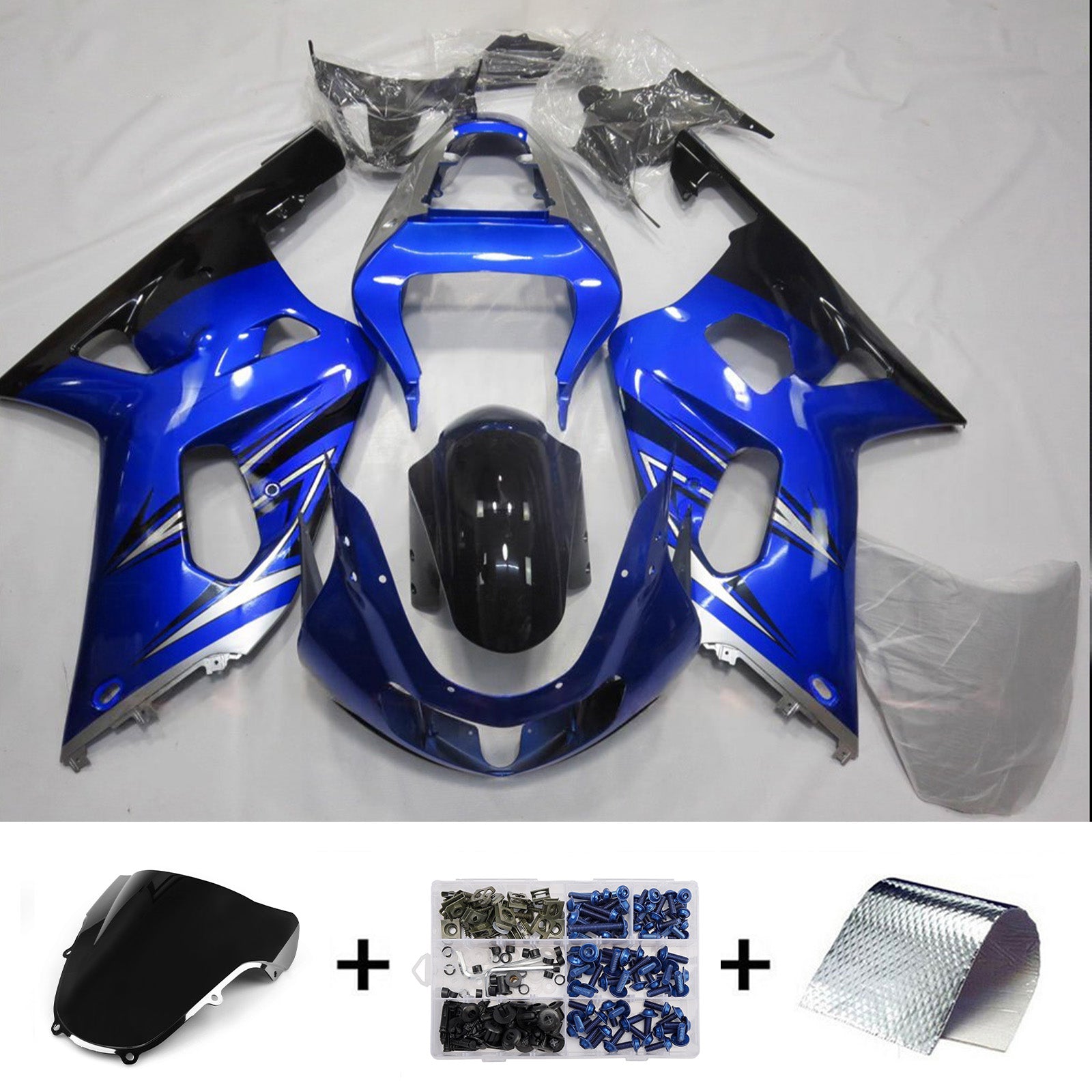 Amotopart Suzuki 2001-2003 GSXR 600 2000-2003 GSXR 750 Blue Black Fairing Kit