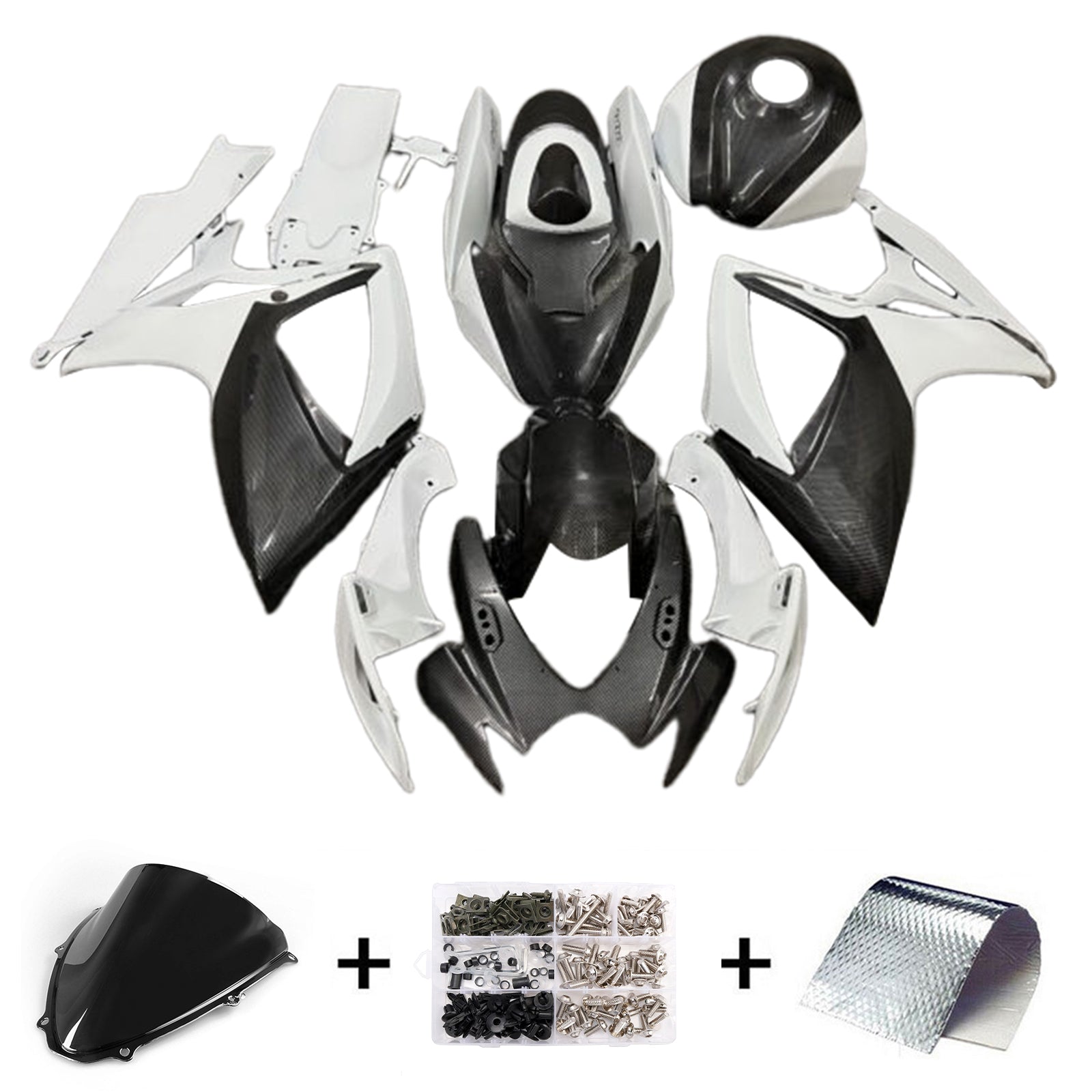 Amotopart 2006-2007 Suzuki GSXR 600/750 Carbon Fiber White Fairing Kit