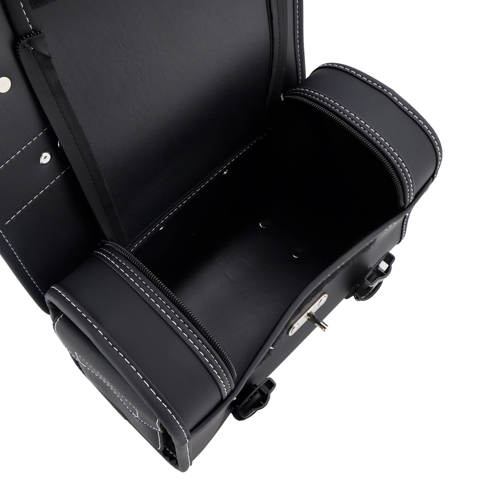 Schwarze Motorrad-Hecktasche, PU-Seiten-Satteltasche, Gepäcktasche, Aufbewahrung