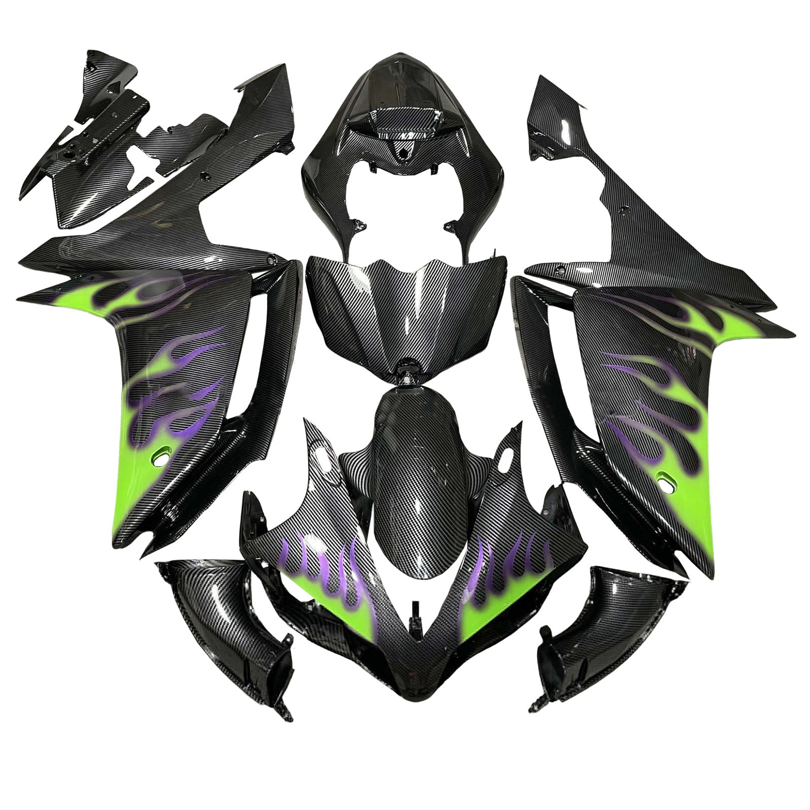 Amotopart 2007-2008 Yamaha YZF-R1 Carbon Fiber Green Fairing Kit
