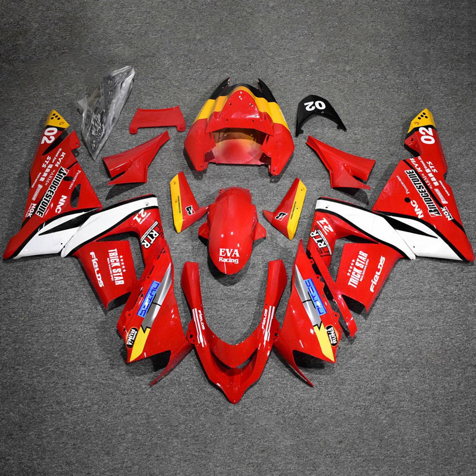 Amotopart 2004-2005 Kawasaki ZX10R Red White Orange Fairing Kit