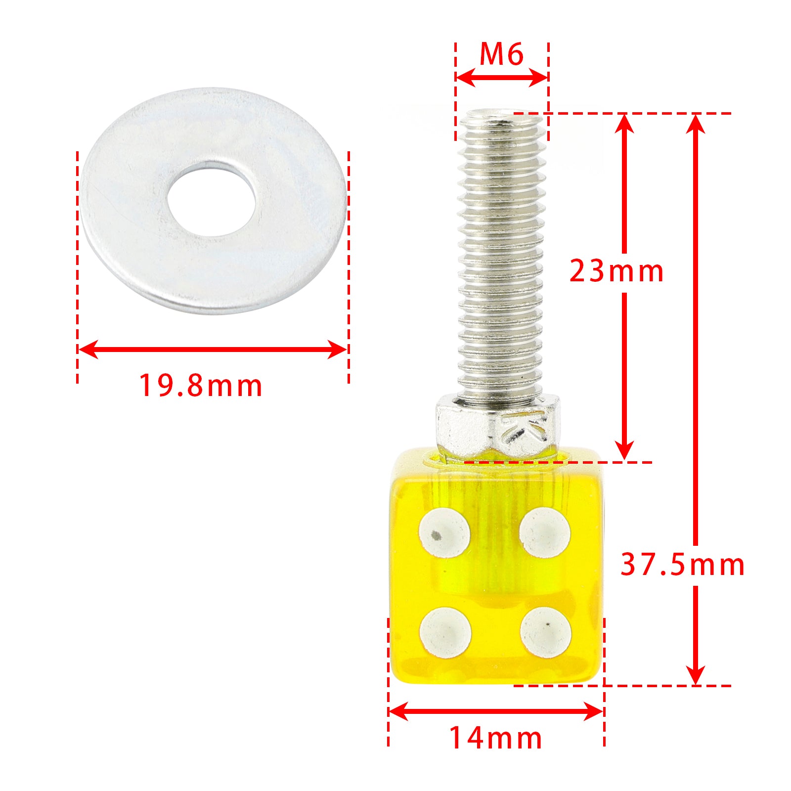 2x Custom DICE License Plate Bolt Screw Yellow Plastic Motorcycle Chopper Bobber