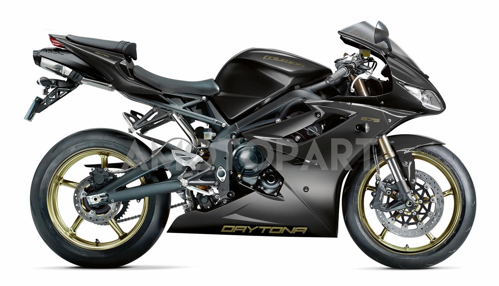 Amotopart 2009-2012 Triumph Daytona 675 Black Gold Fairing Kit