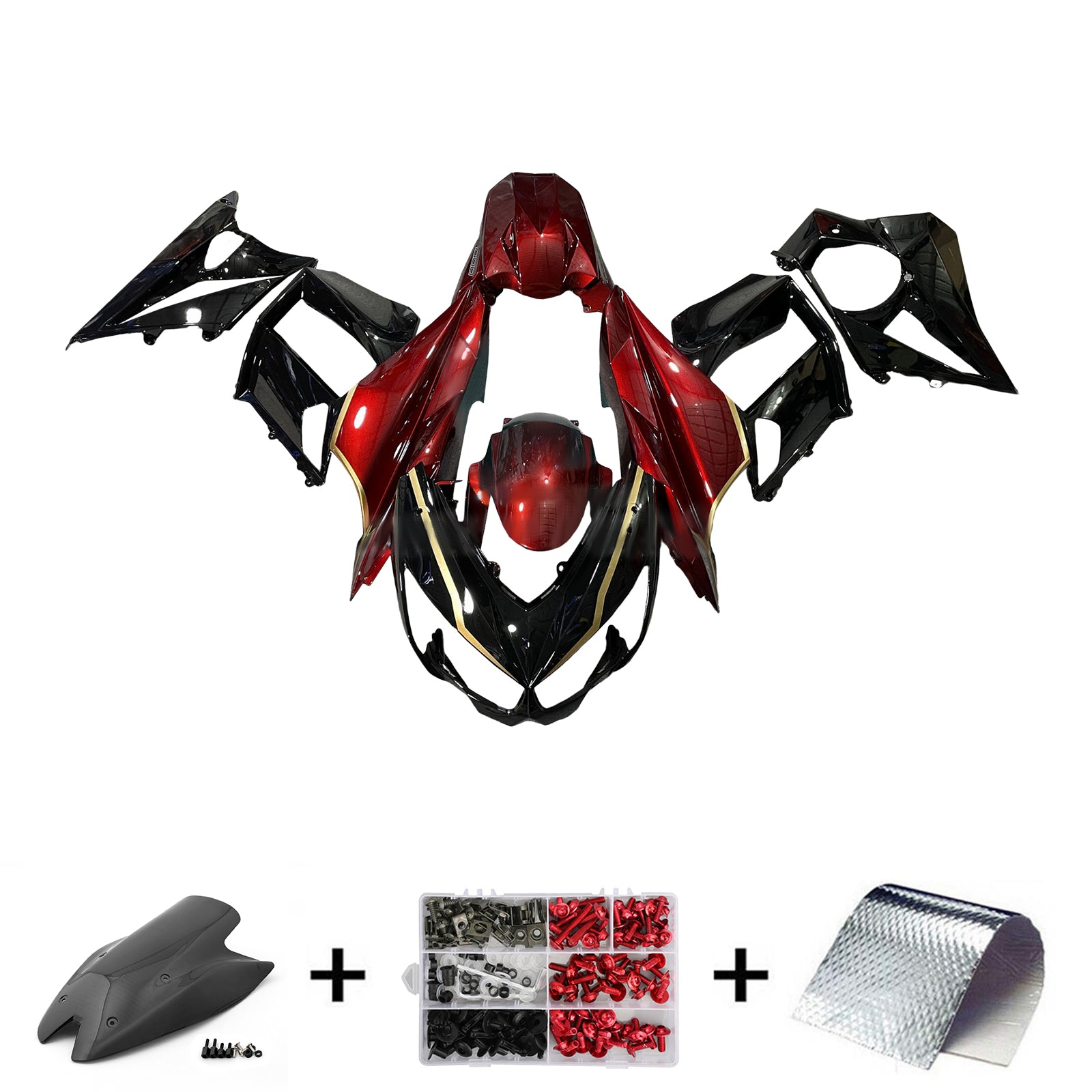 Amotopart 2010-2013 Kawasaki Z1000 Red Black Fairing Kit