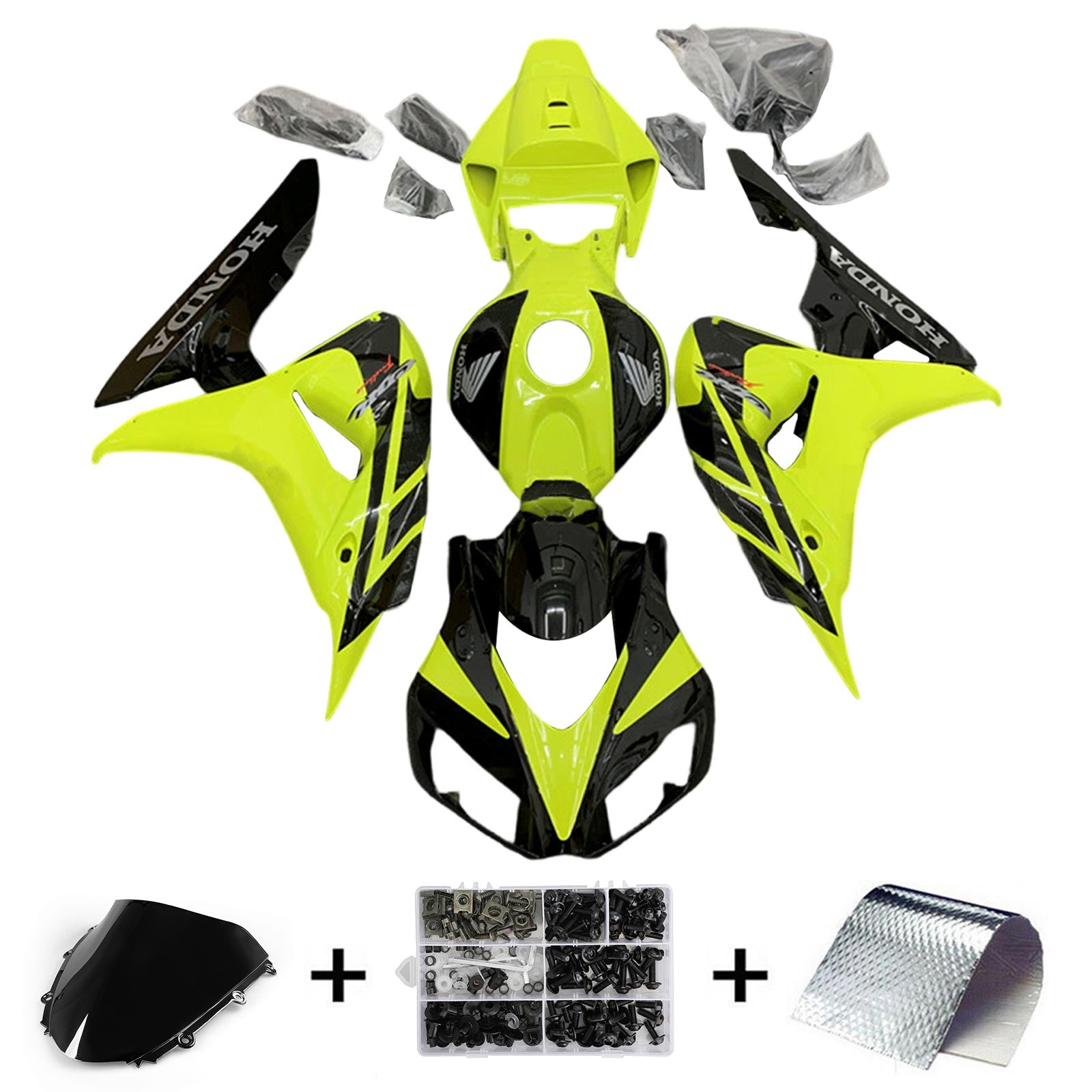 Amotopart 2006-2007 Honda CBR1000RR Jaune&Kit de carénage noir