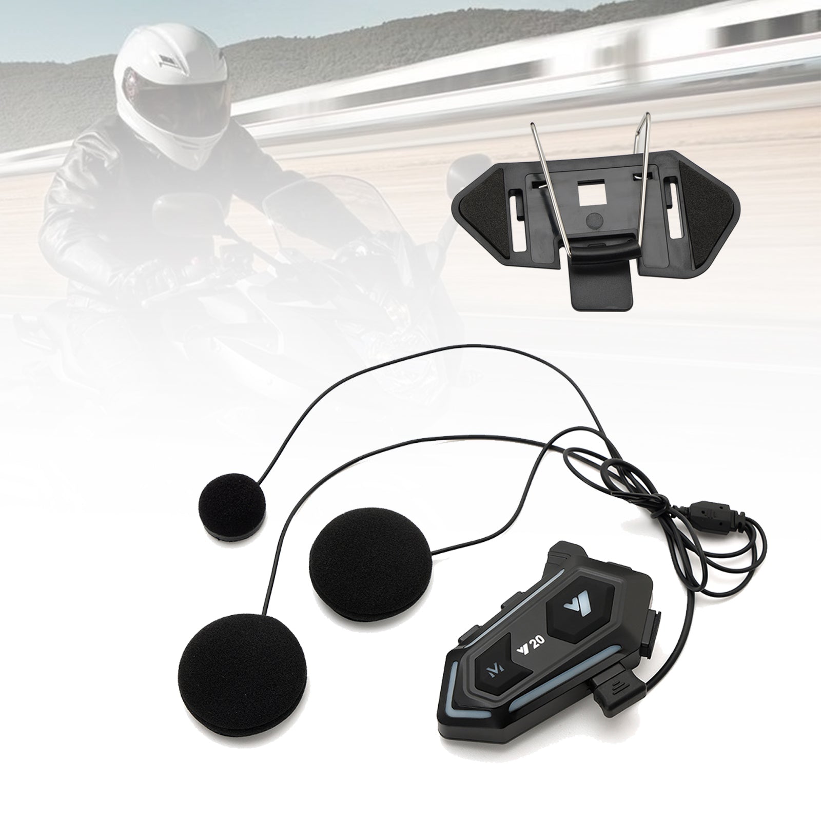 Auricolare Bluetooth per casco per lettore wireless universale Y20 per moto